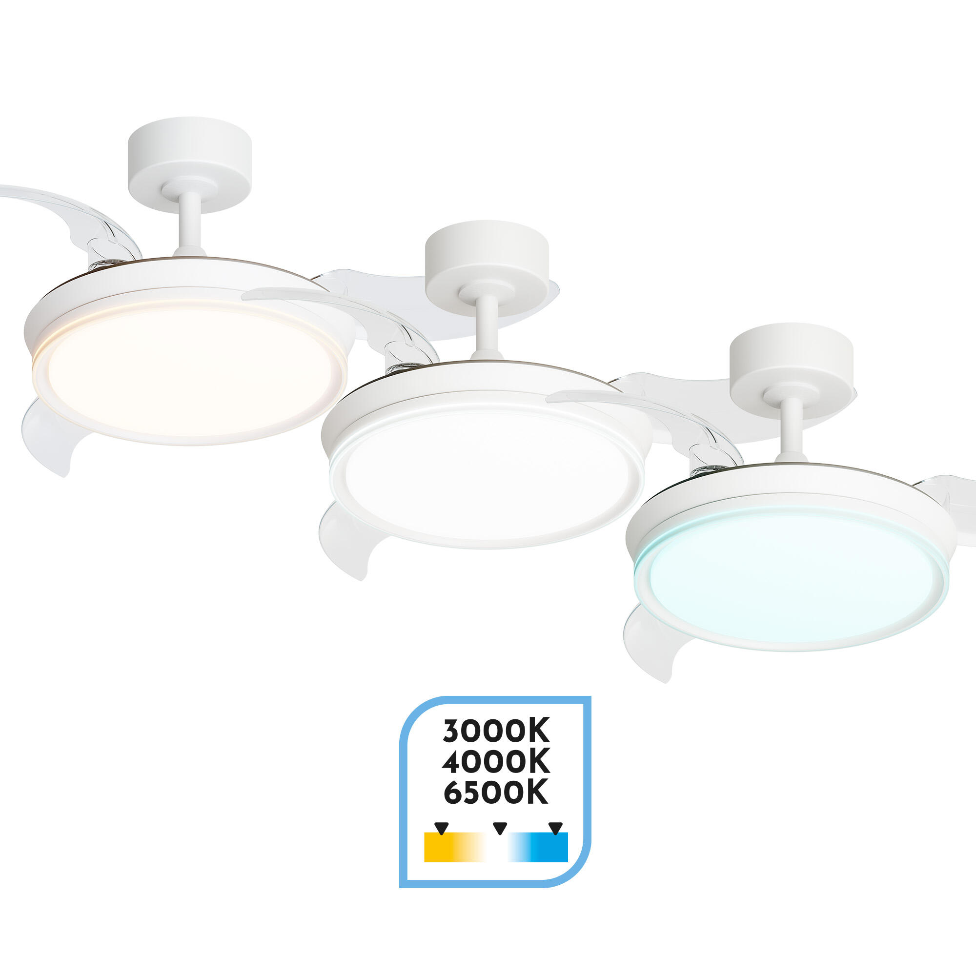 Ventilador de techo con luz silencioso DC 22W con mando ø91 cm Notus ARTE CONFORT blanco luz CCT 3 aspas retráctiles tipo lámpara| 6 velocidades| modo verano/invierno| temporizador| brisa| recomendado para <13m² - 6