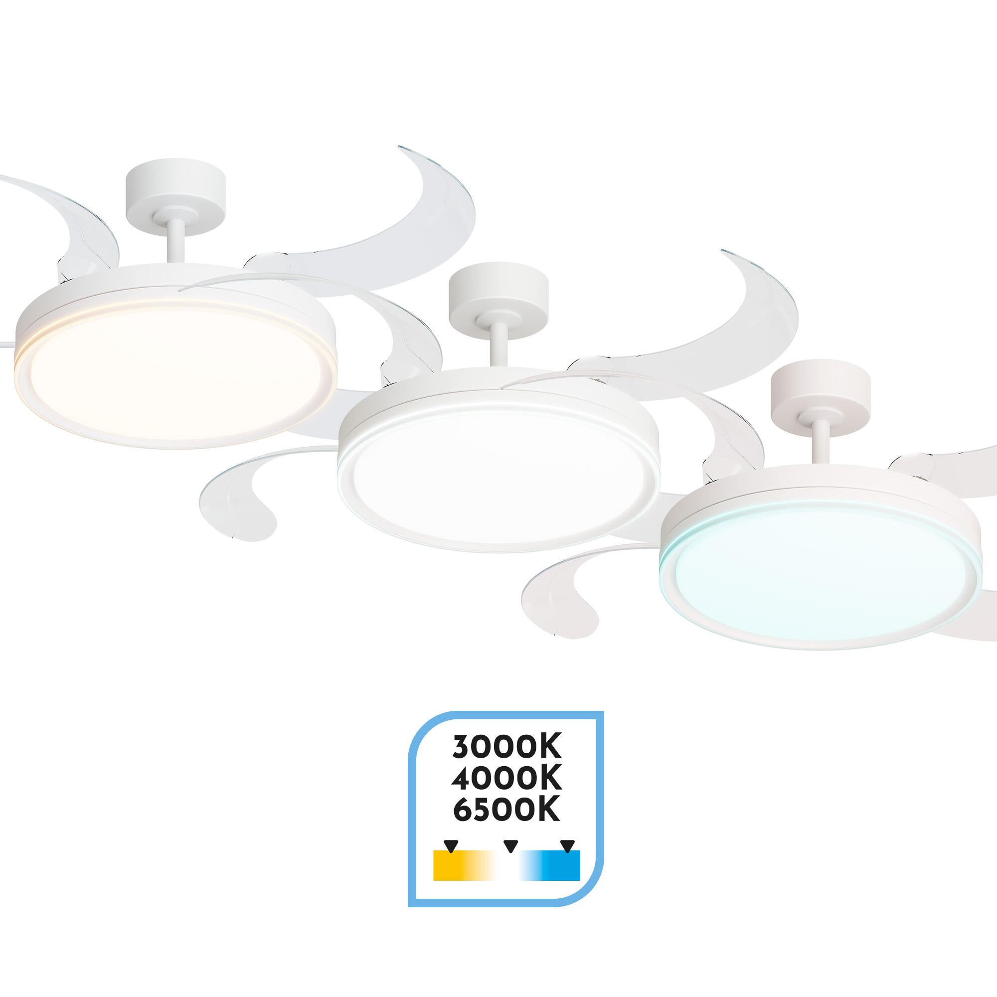 Ventilador de techo con luz silencioso DC Arte Confort Notus L  blanco 122 cm - 6