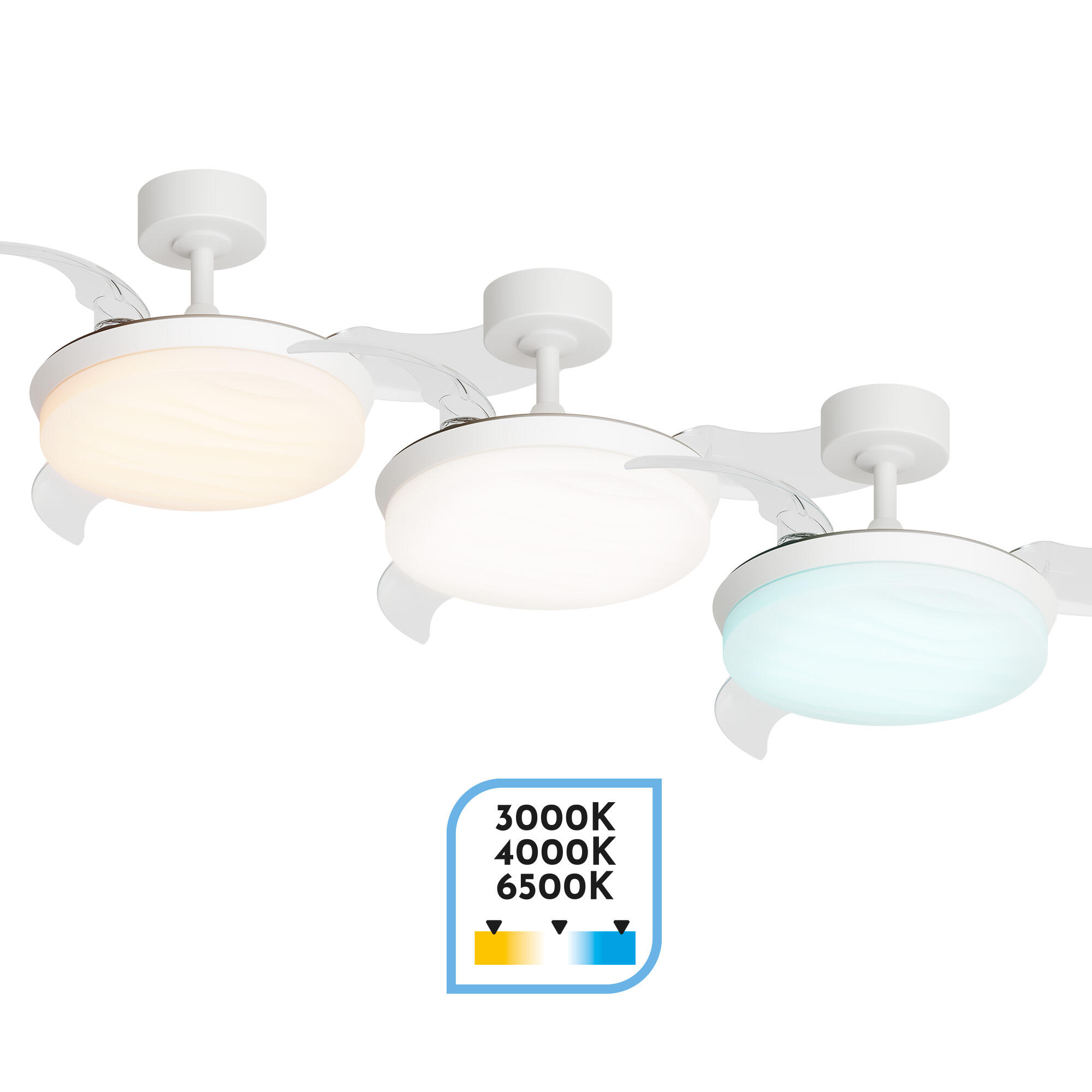 Ventilador de techo con luz silencioso DC 22W con mando ø91 cm Hyla ARTE CONFORT blanco luz CCT 3 aspas retráctiles tipo lámpara| 6 velocidades| modo verano/invierno| temporizador| brisa| recomendado para <13m² - 7