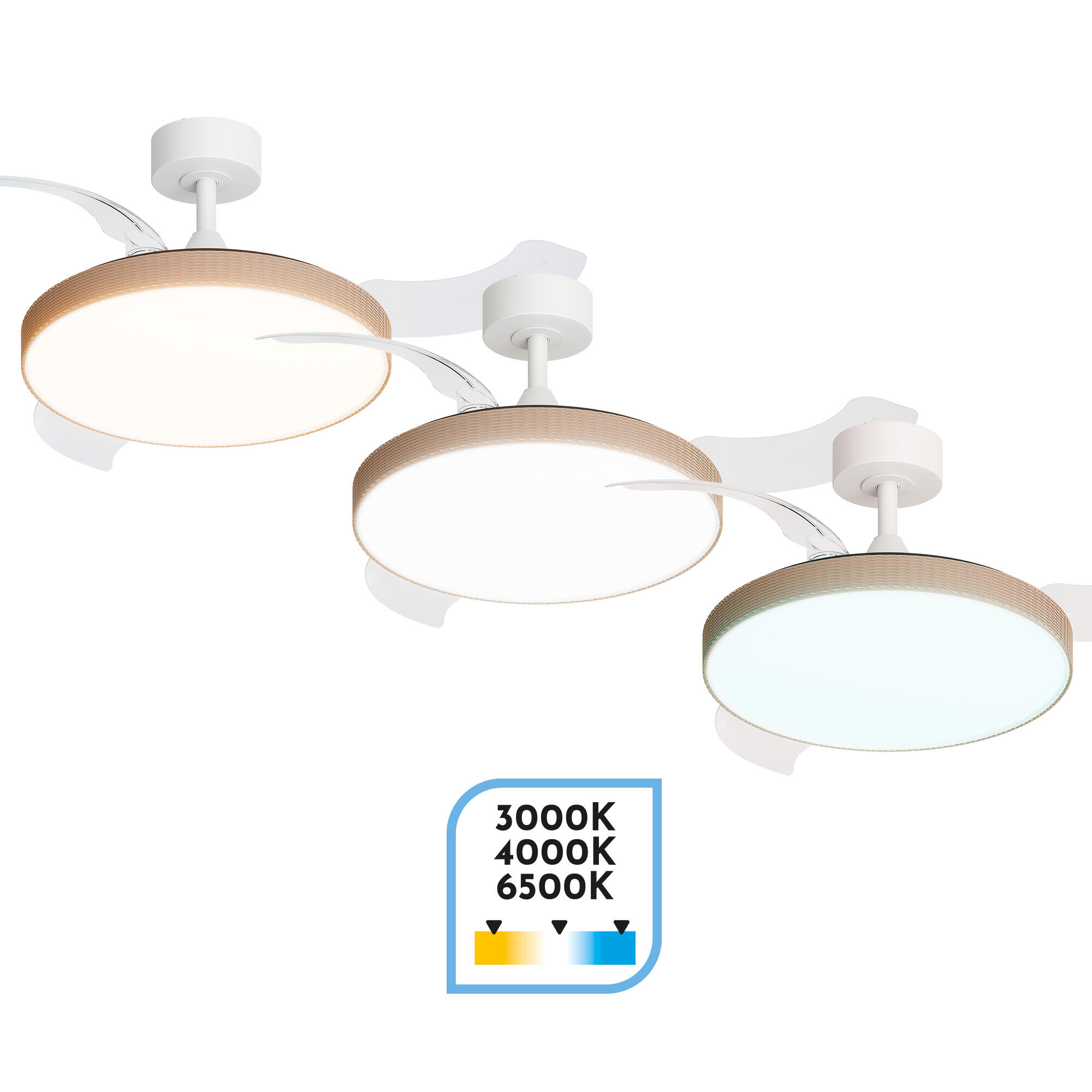 Ventilador de techo con luz silencioso DC 25W con mando ø107 cm Hera ARTE CONFORT blanco luz CCT 3 aspas| 6 velocidades| modo verano/invierno| brisa| temporizador| recomendado de 13 a 20m² - 6