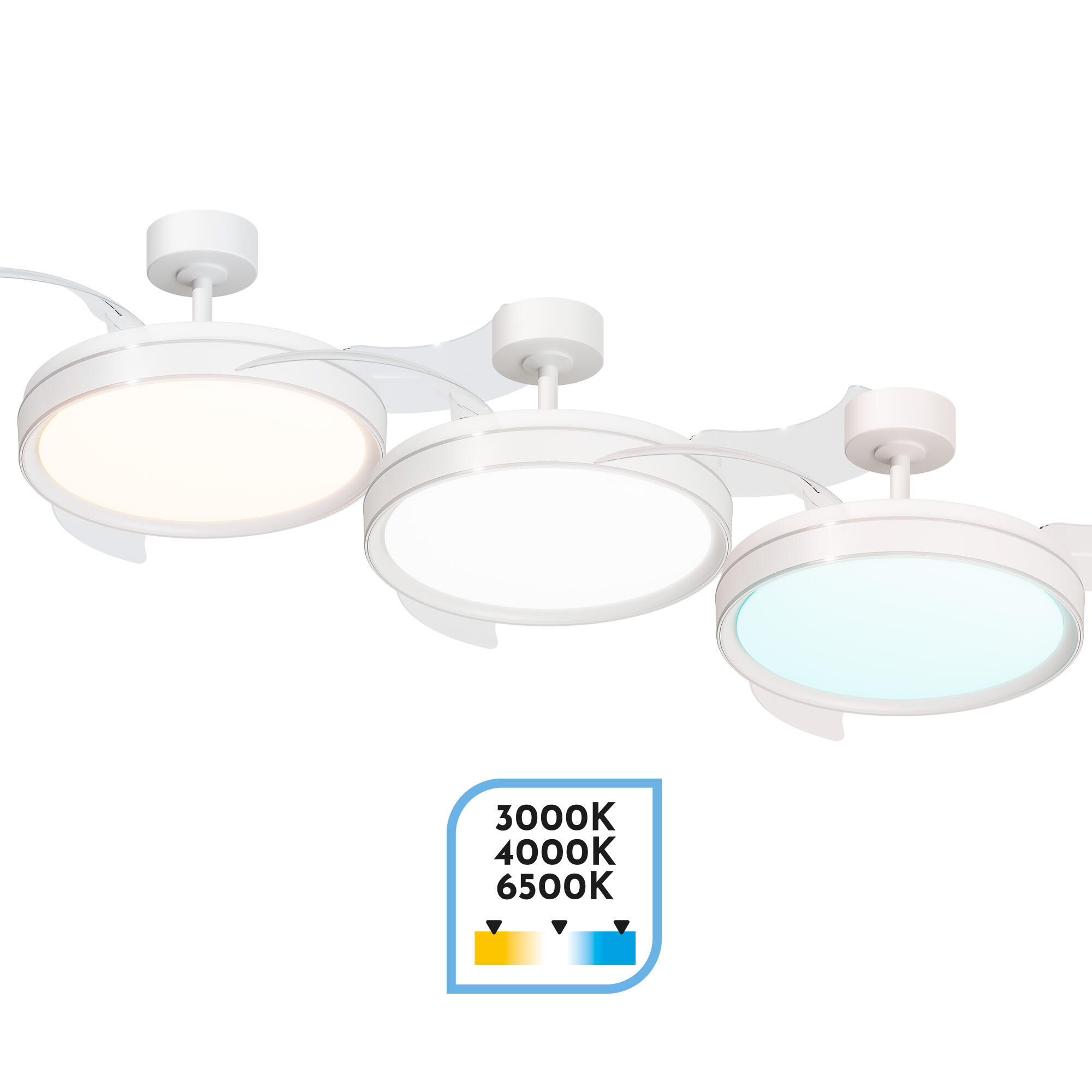 Ventilador de techo con luz silencioso DC Arte Confort Dube M Blanco/Plata blanco/gris 107 cm - 6