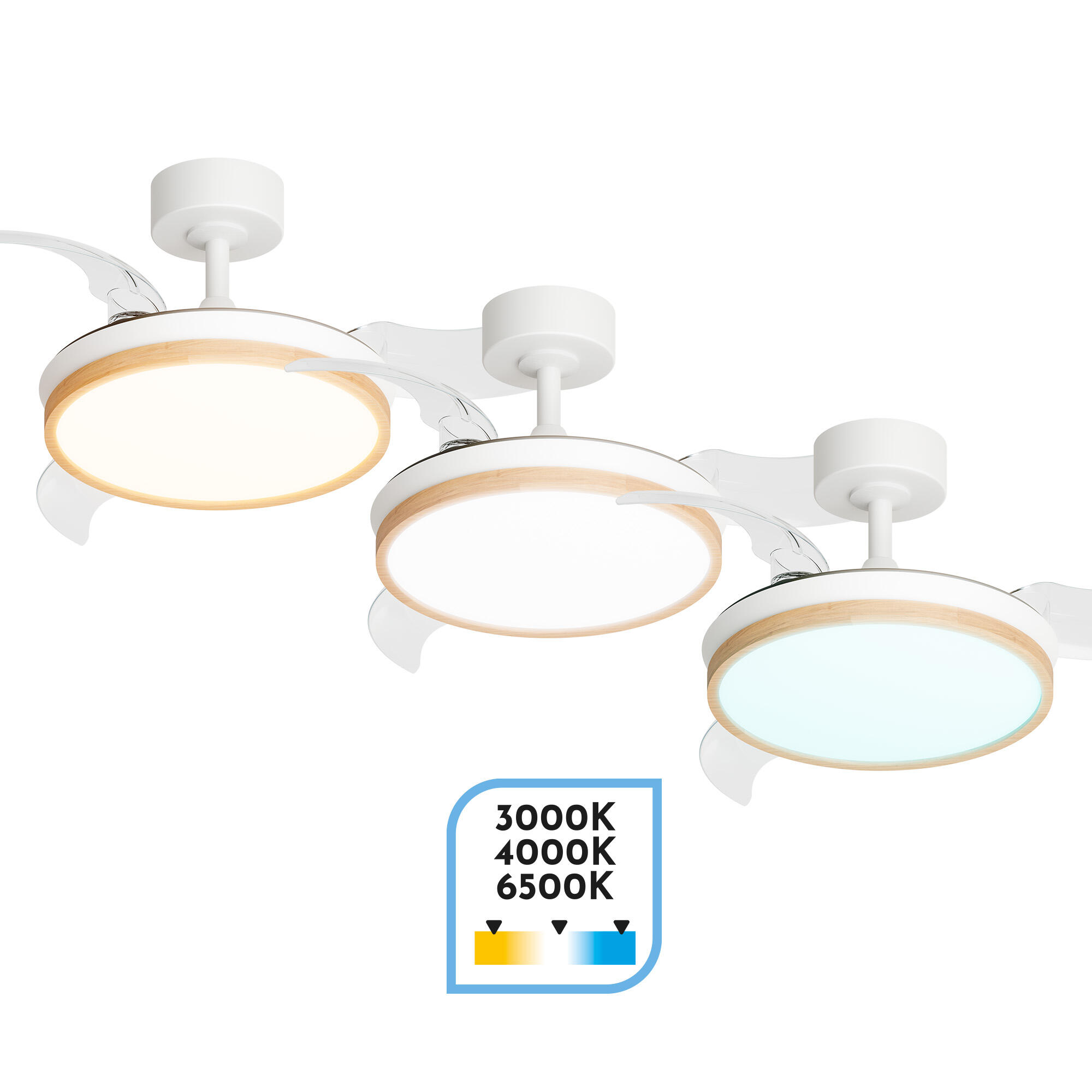 Ventilador de techo con luz silencioso DC 22W con mando ø91 cm Whira S ARTE CONFORT blanco luz CCT 3 aspas| 6 velocidades| modo verano/invierno| temporizador| brisa| recomendado para <13m² - 7