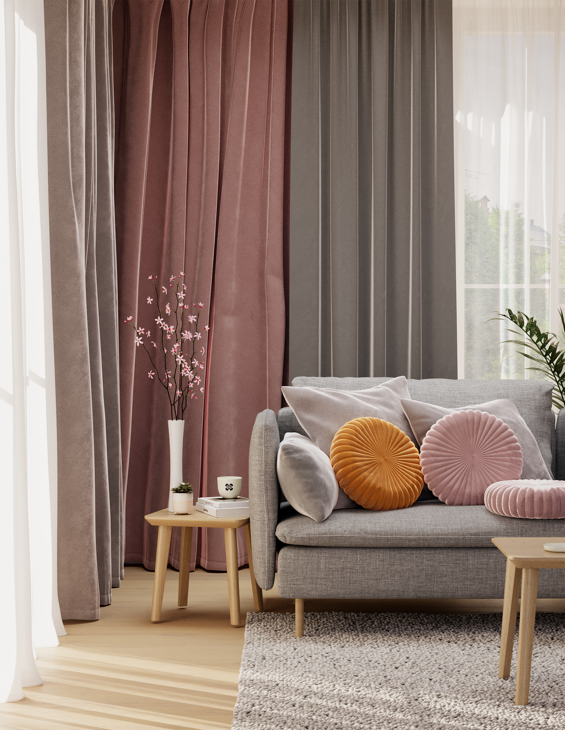 Poduszka okrągła welurowa Tony Bistro różowa śr. 40 cm Inspire - 13