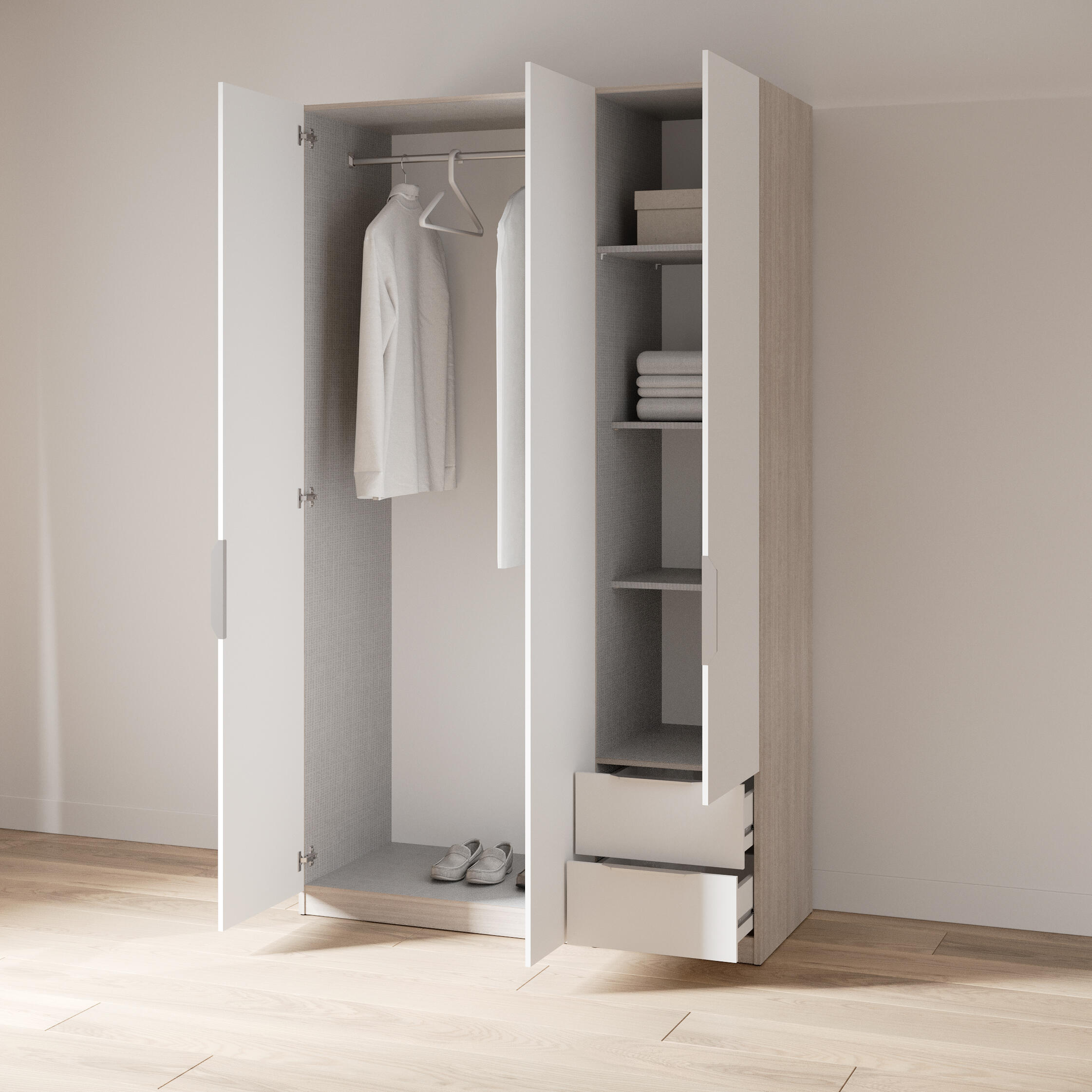 Armario puerta abatible Space 119.4x203x51.1cm blanco - 9