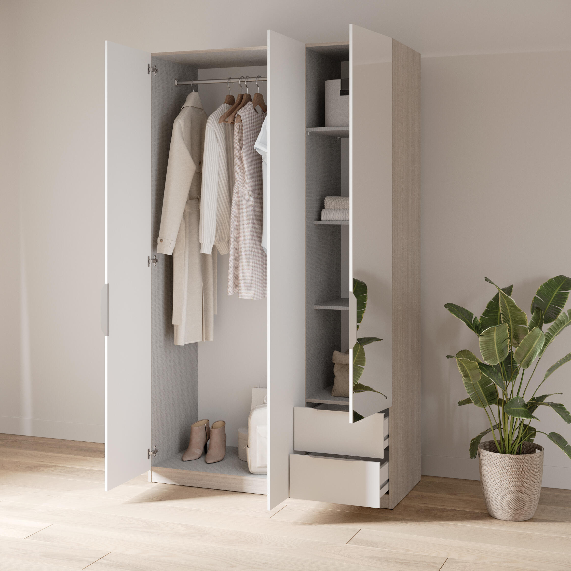 Armario puerta abatible Space 119.4x203x51.1cm blanco - 4