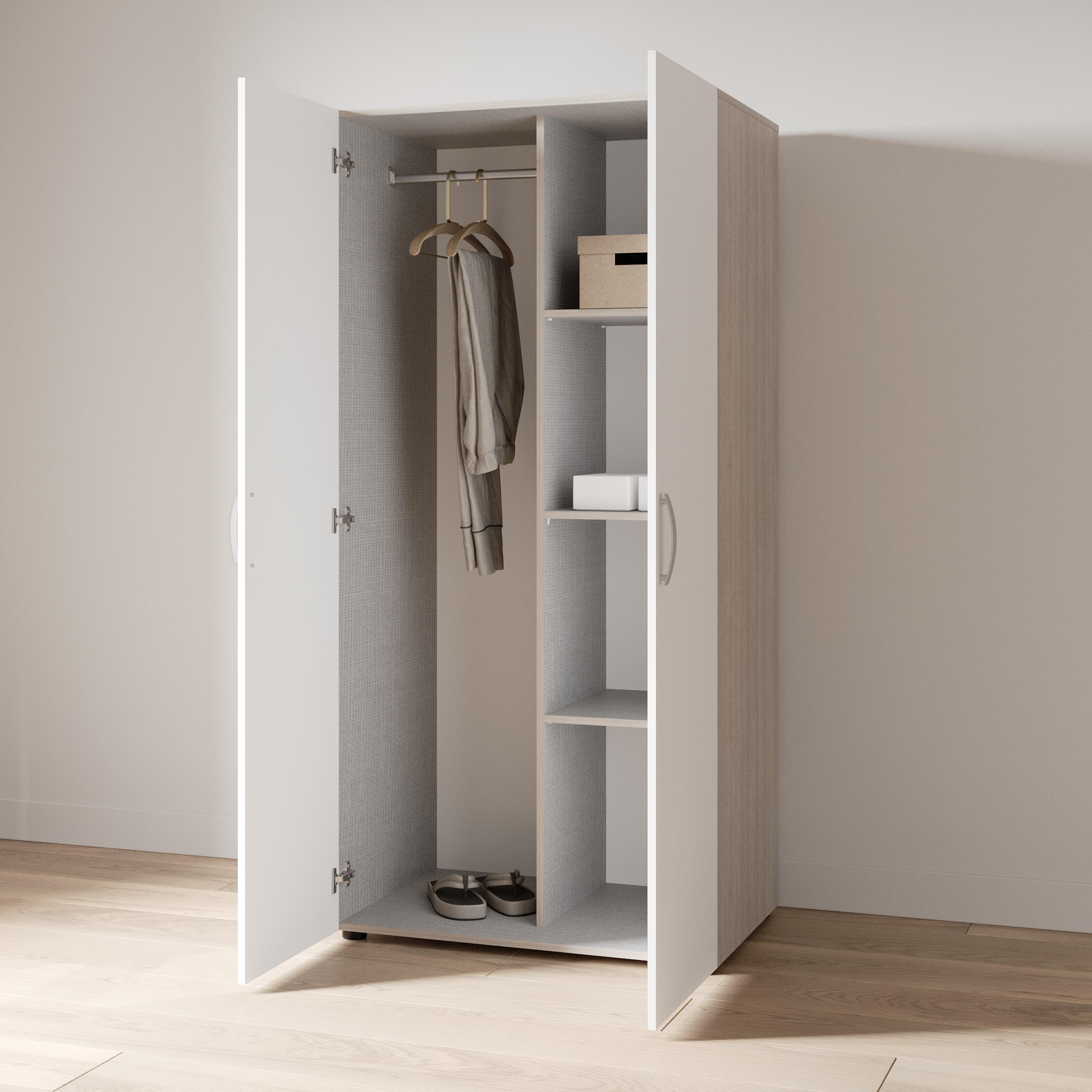 Armario puerta abatible Nano 79.4x165.5x51.6cm con 2 puertas color blanco - 9