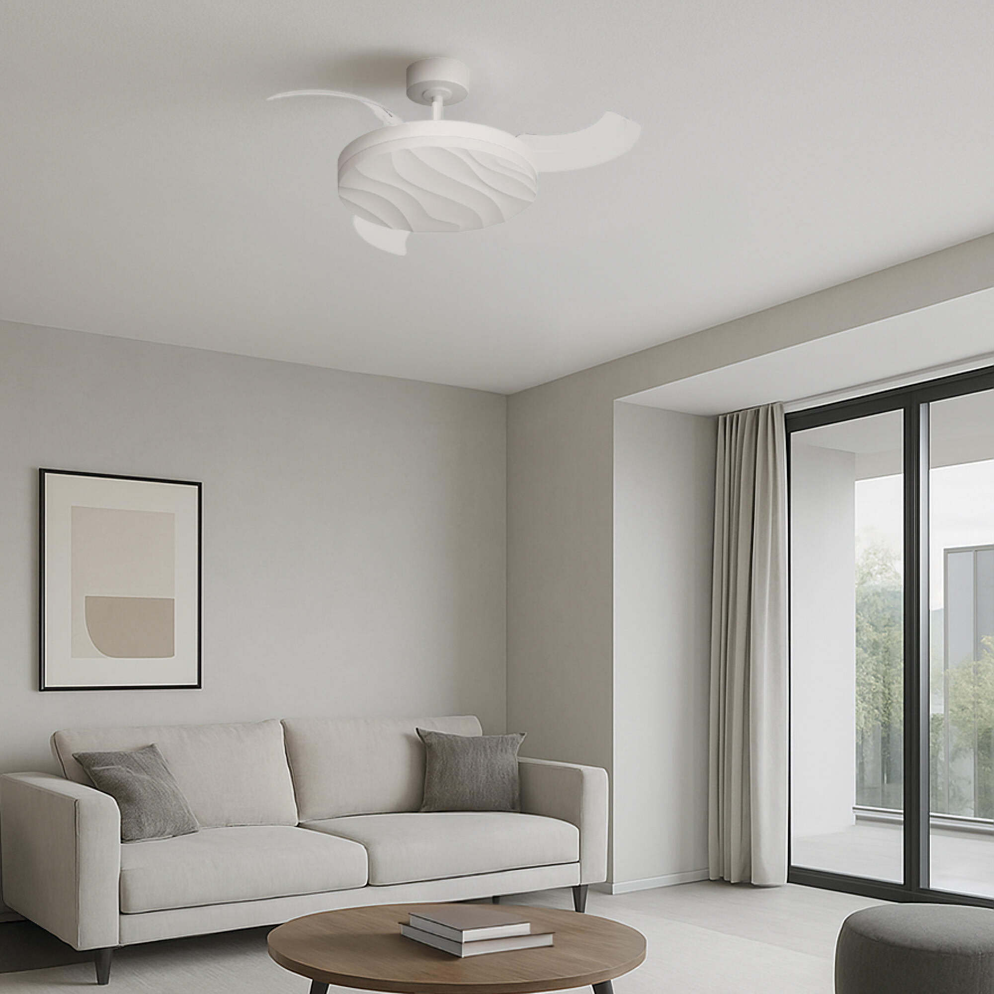 Ventilador de techo con luz silencioso DC 30W con mando ø107 cm Hyla ARTE CONFORT blanco luz CCT 3 aspas retráctiles tipo lámpara| 6 velocidades| modo verano/invierno| brisa| temporizador| recomendado de 13 a 20m² - 4