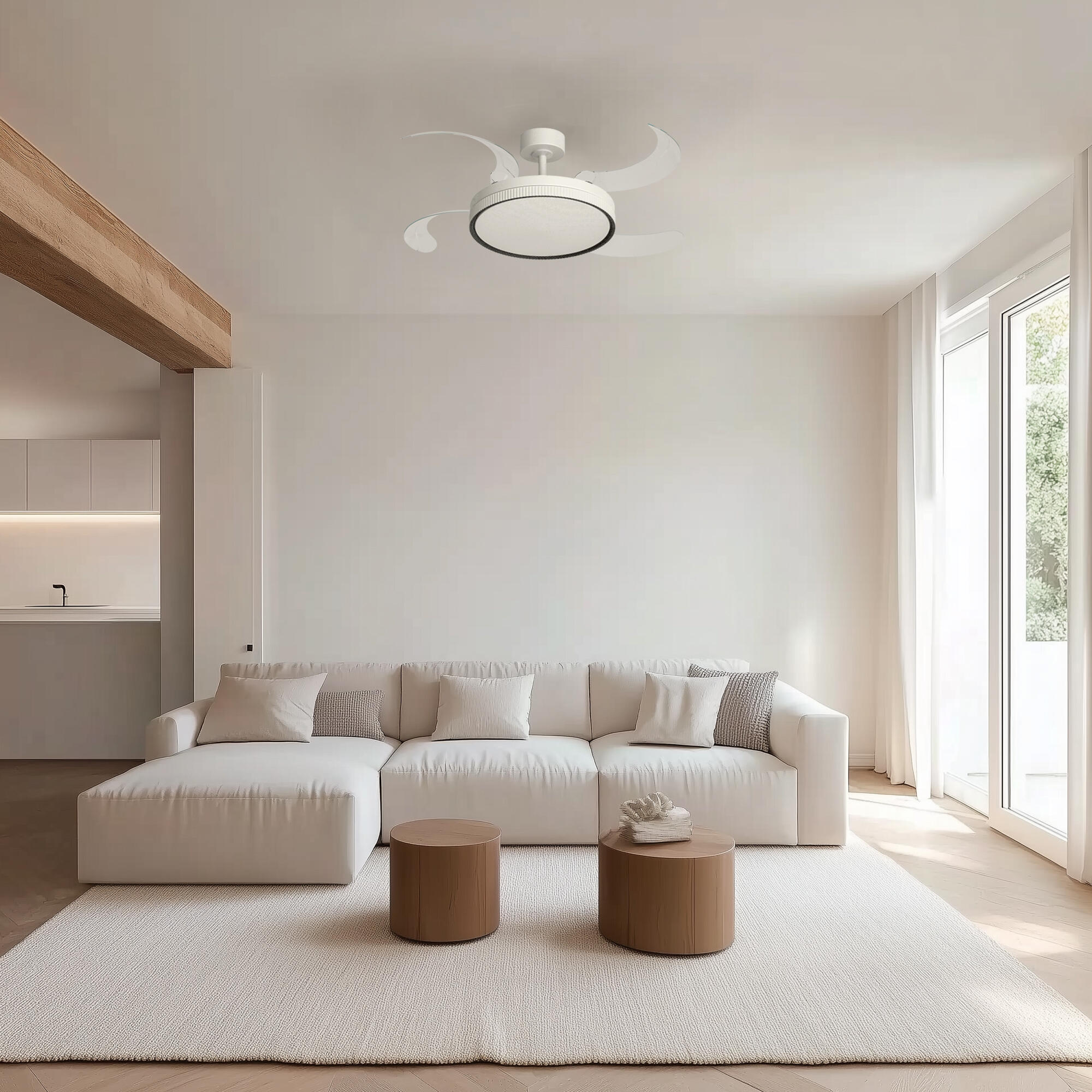 Ventilador de techo con luz silencioso DC 30W con mando ø122 cm Melos L ARTE CONFORT blanco luz CCT 4 aspas| 6 velocidades| modo verano/invierno| temporizador| brisa| recomendado de 13 a 20m² - 4