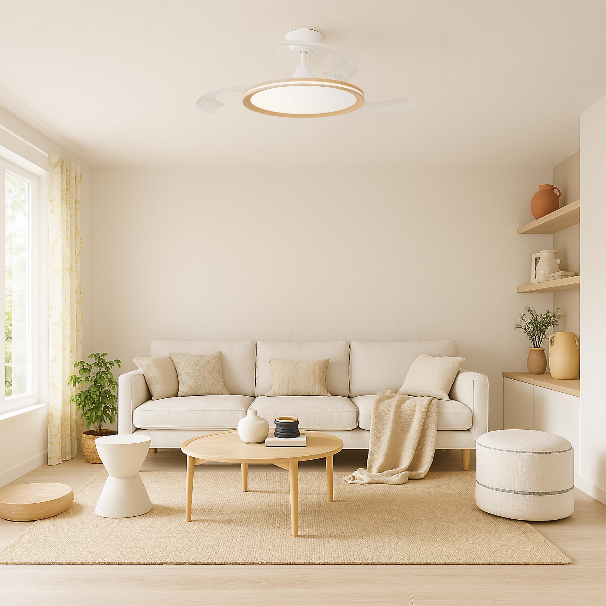 Ventilador de techo con luz silencioso DC 32W con mando ø107 cm Astro SULION blanco luz CCT 3 aspas retráctiles tipo lámpara| 6 velocidades| modo verano/invierno| recomendado de 13 a 20m² - 4