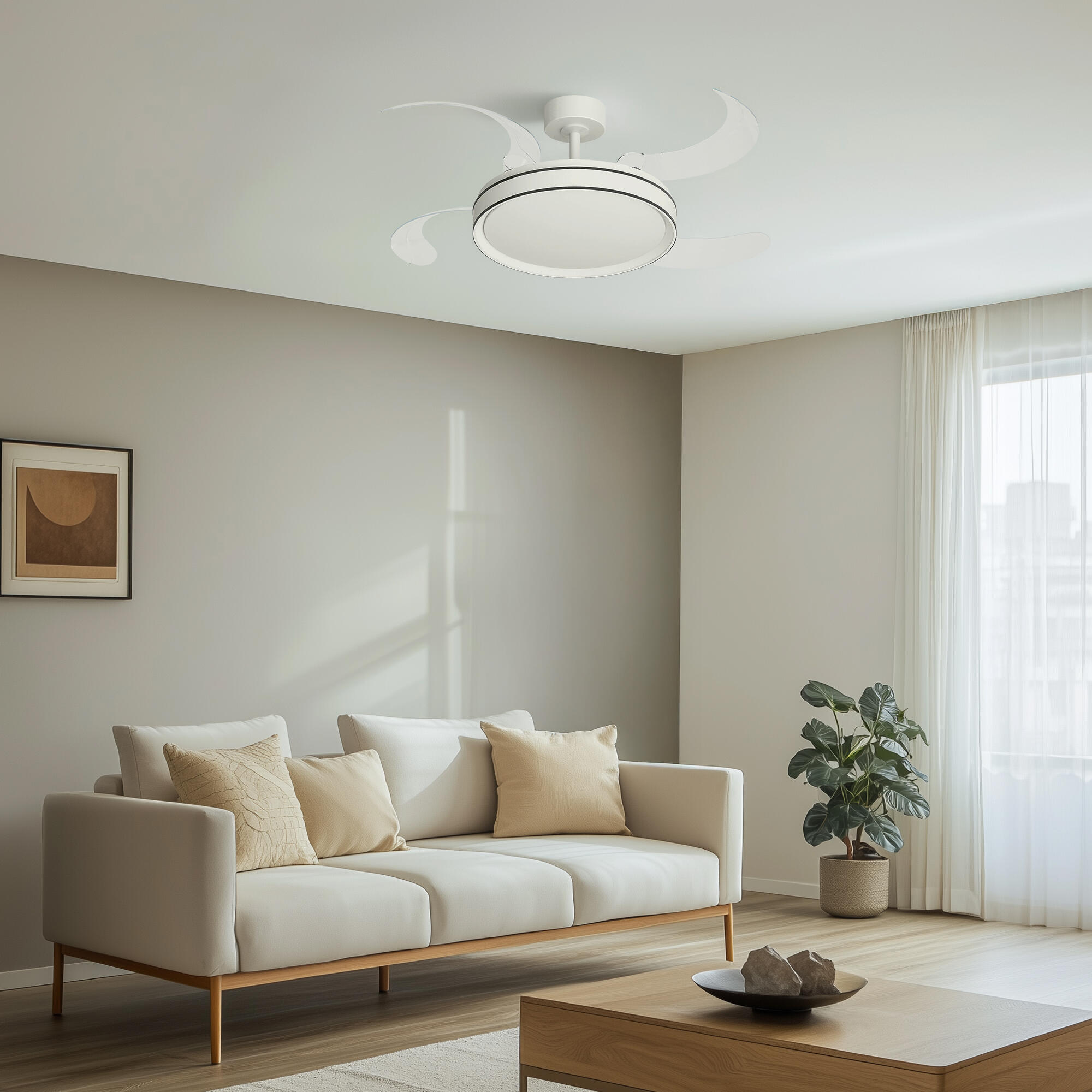 Ventilador de techo con luz silencioso DC Arte Confort Dube L Blanco/Negro blanco/negro 122 cm - 4