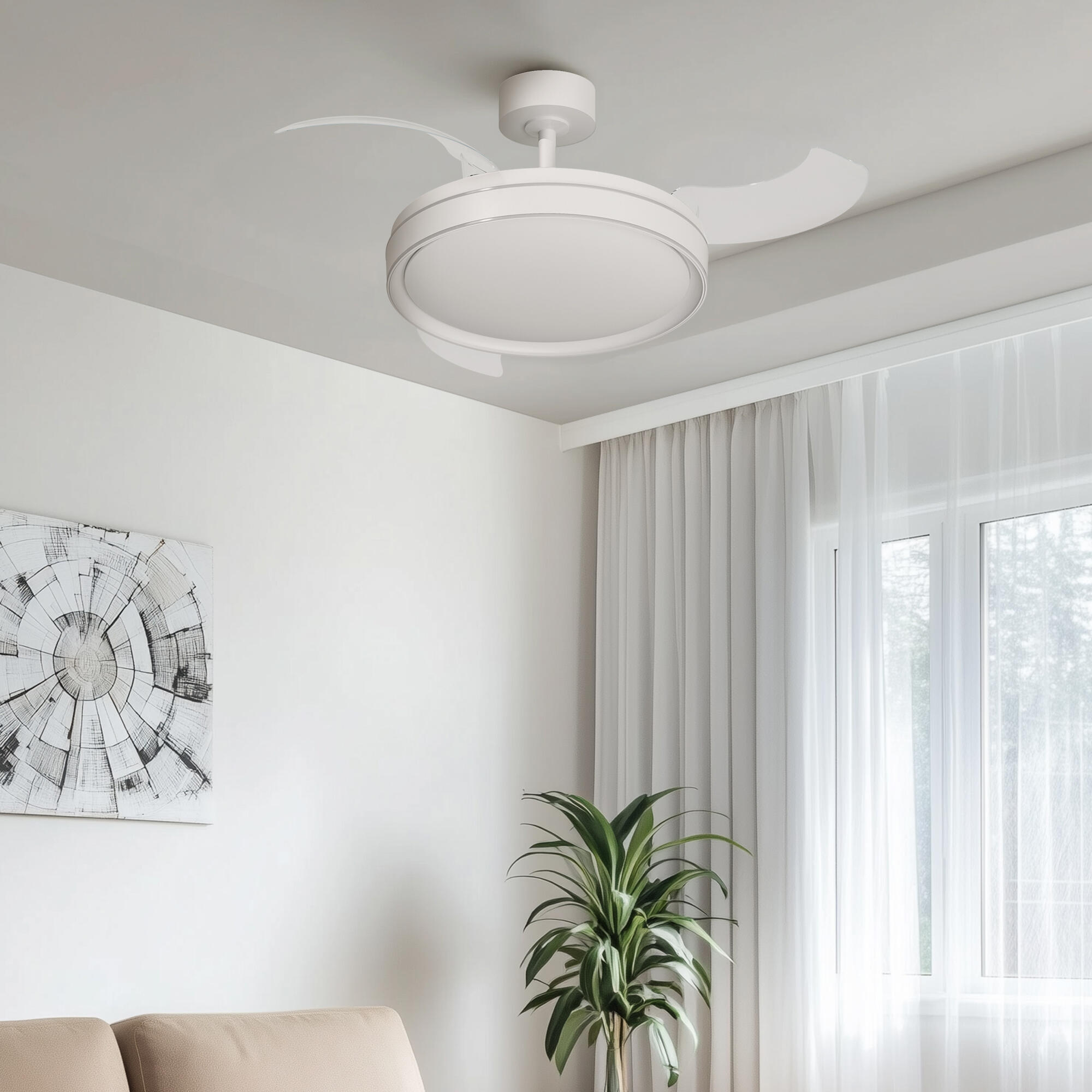 Ventilador de techo con luz silencioso DC Arte Confort Dube M Blanco/Plata blanco/gris 107 cm - 5