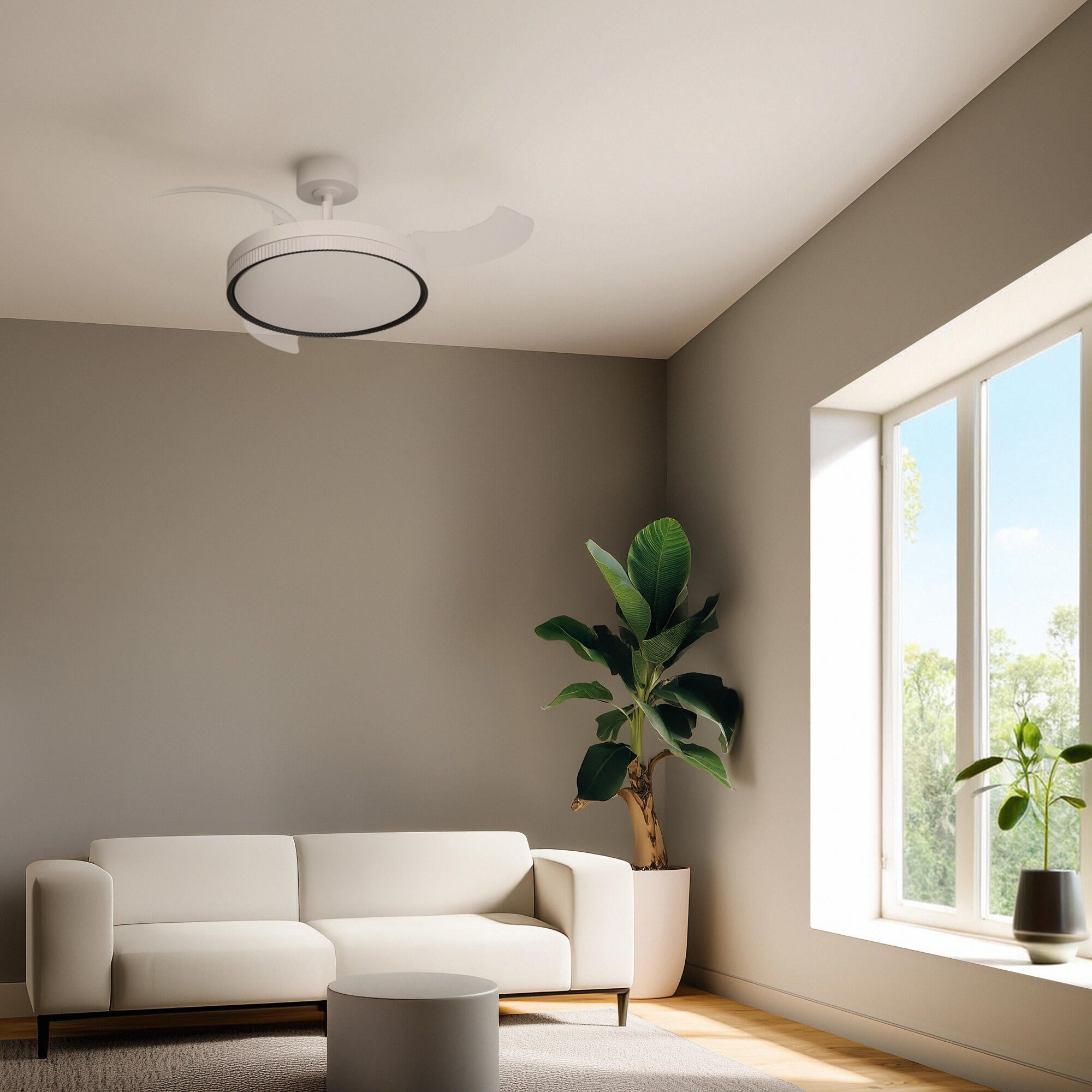 Ventilador de techo con luz silencioso DC 30W con mando ø107 cm Melos ARTE CONFORT blanco luz CCT 3 aspas retráctiles tipo lámpara| 6 velocidades| modo verano/invierno| brisa| temporizador| recomendado de 13 a 20m² - 4