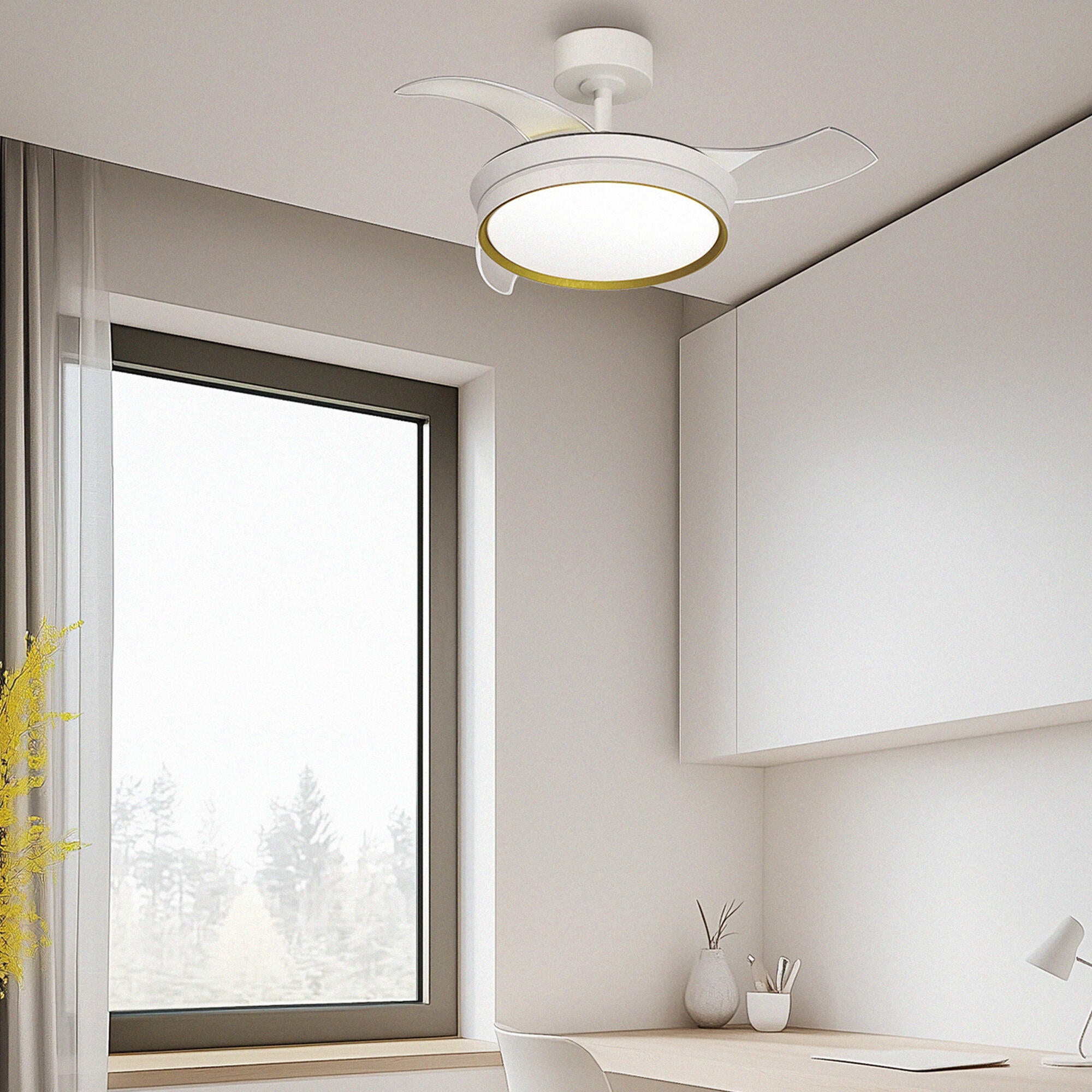 Ventilador de techo con luz silencioso DC Arte Confort Selas S blanco 91 cm - 4