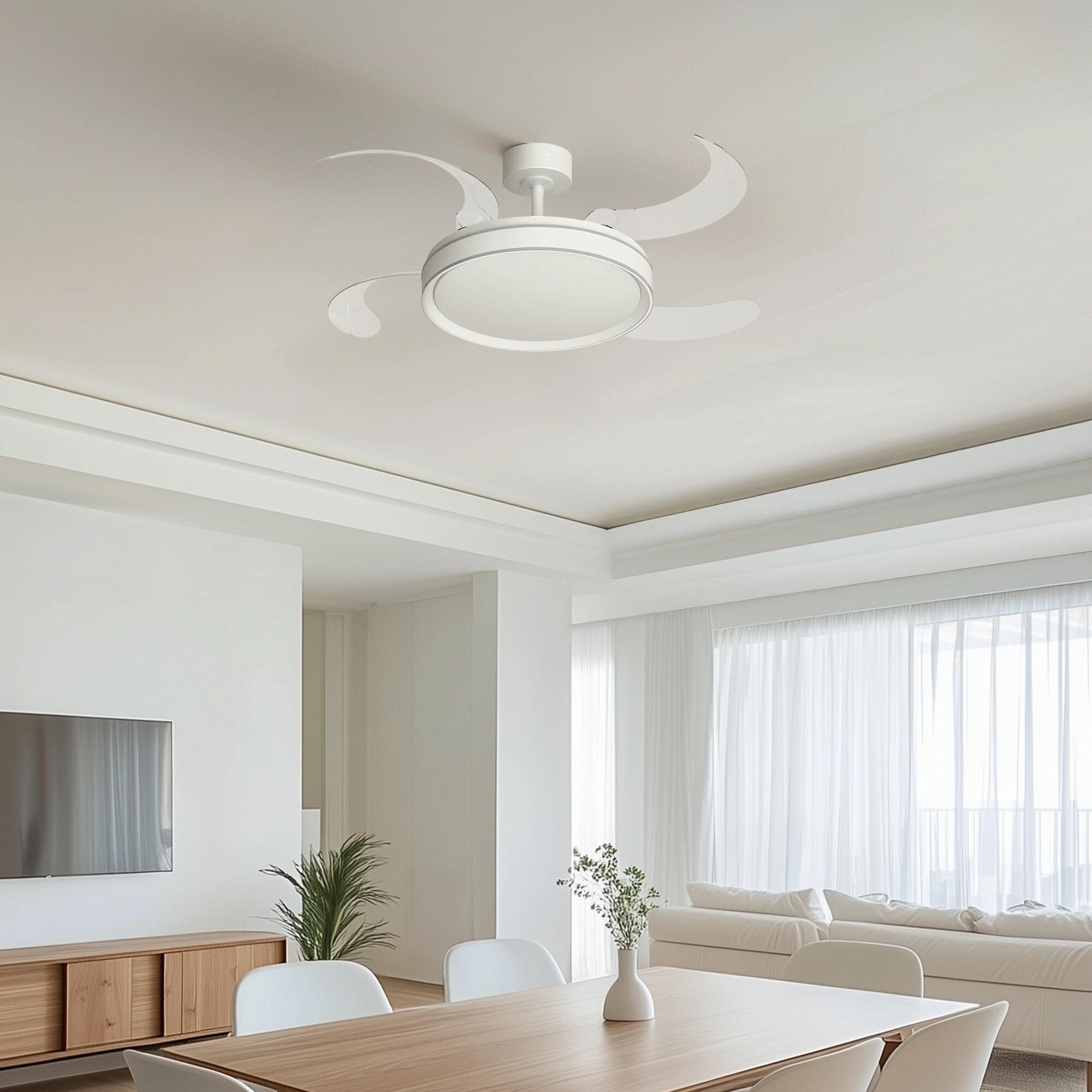 Ventilador de techo con luz silencioso DC Arte Confort Dube L Blanco/Plata blanco/gris 122 cm - 5