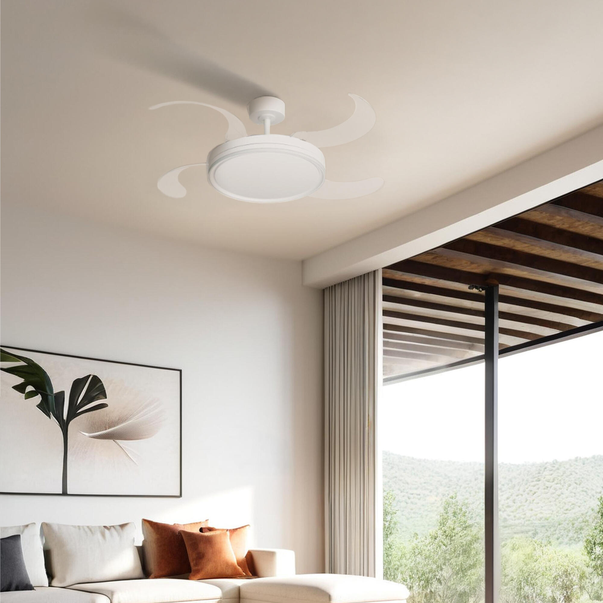 Ventilador de techo con luz silencioso DC Arte Confort Notus L  blanco 122 cm - 5