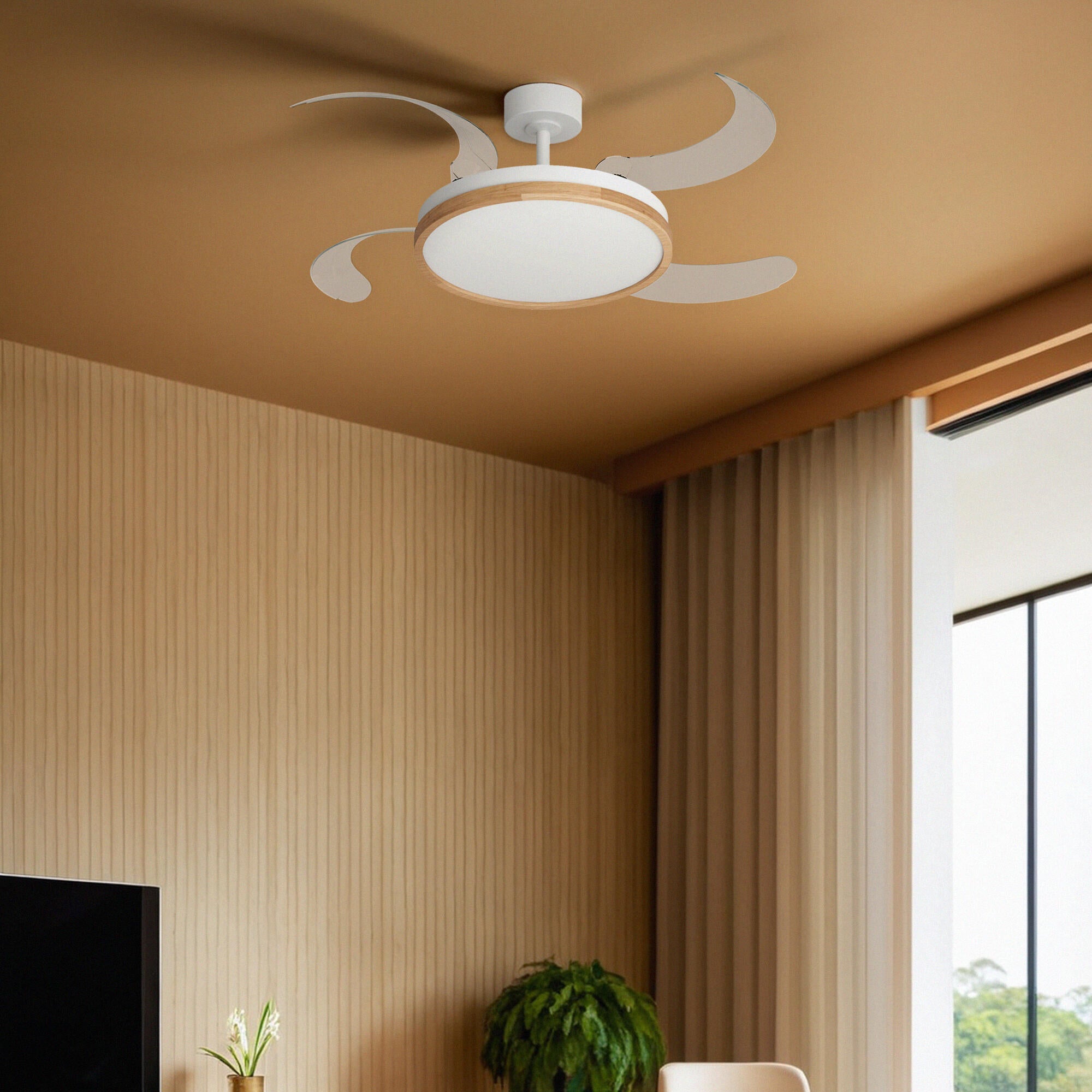 Ventilador de techo con luz silencioso DC 30W con mando ø122 cm Whira L ARTE CONFORT blanco luz CCT 4 aspas| 6 velocidades| modo verano/invierno| temporizador| brisa| recomendado de 13 a 20m² - 4