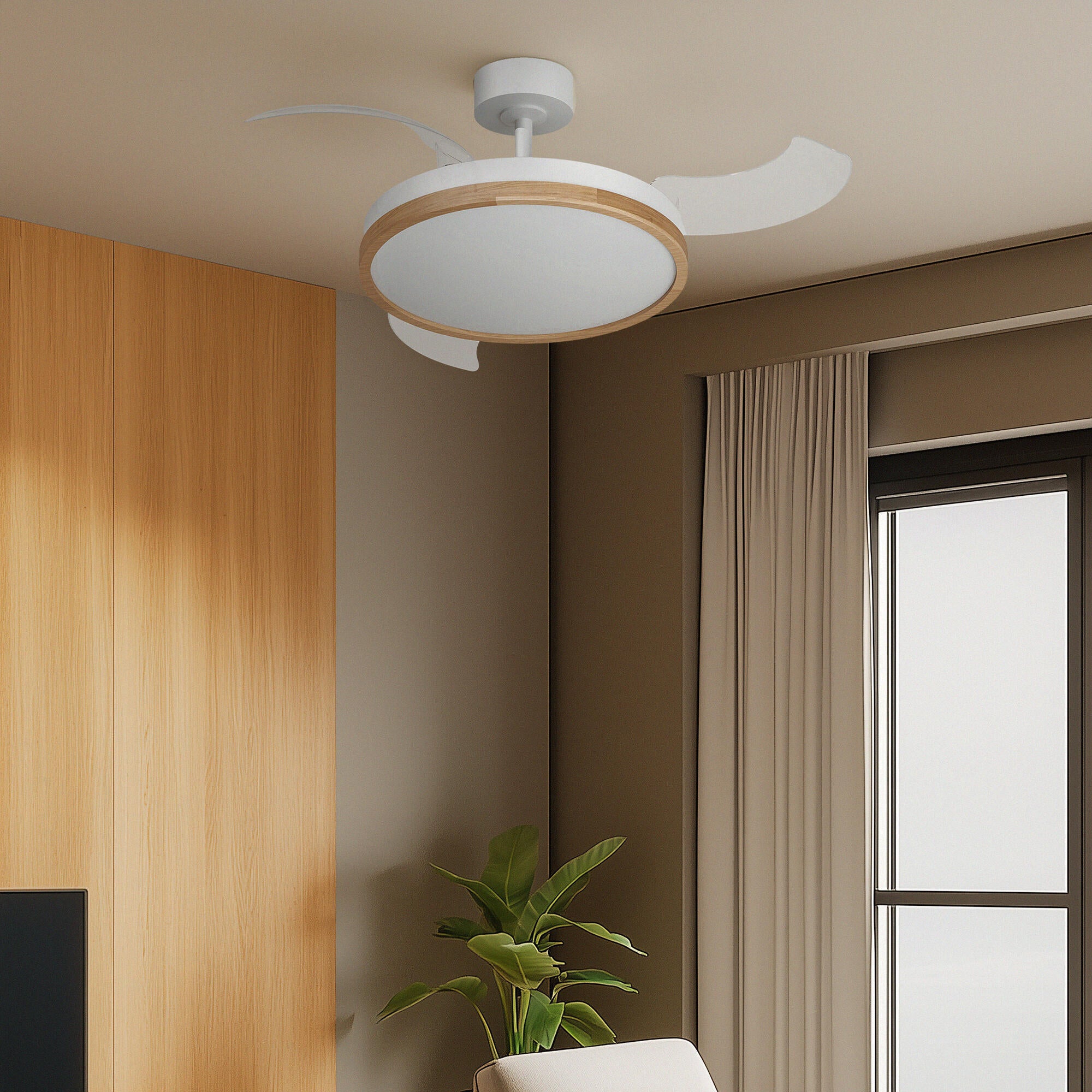 Ventilador de techo con luz retráctil silencioso DC 30W con mando ø107 cm Whira ARTE CONFORT blanco luz CCT 3 aspas| 6 velocidades| modo verano/invierno| brisa| recomendado de 13 a 20m² - 5