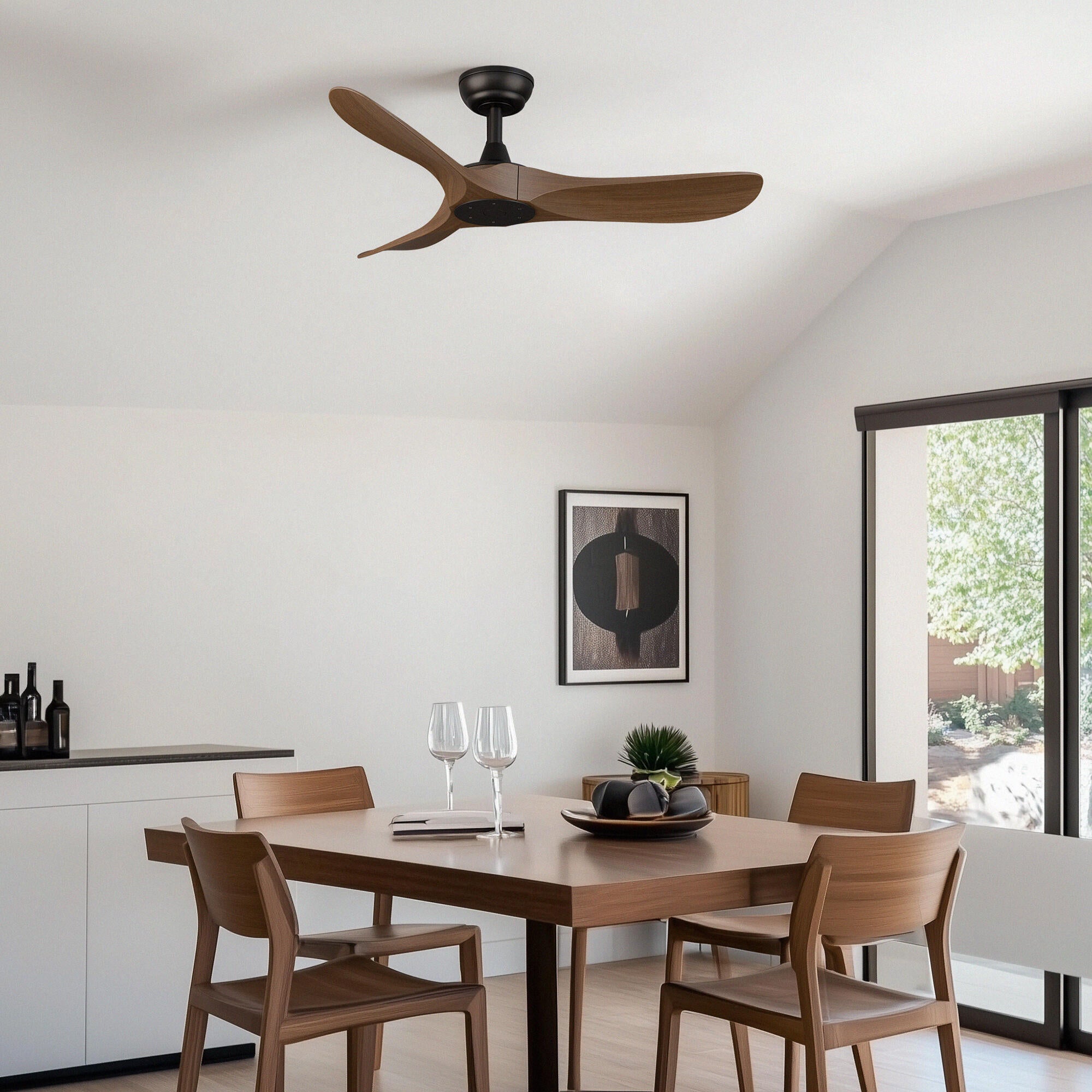 Ventilador de techo sin luz exterior silencioso DC 29W con mando ø107 cm Chula SULION marrón 3 aspas |6 velocidades |modo verano/invierno |brisa| temporizador |recomendado de 13 a 20m² - 2