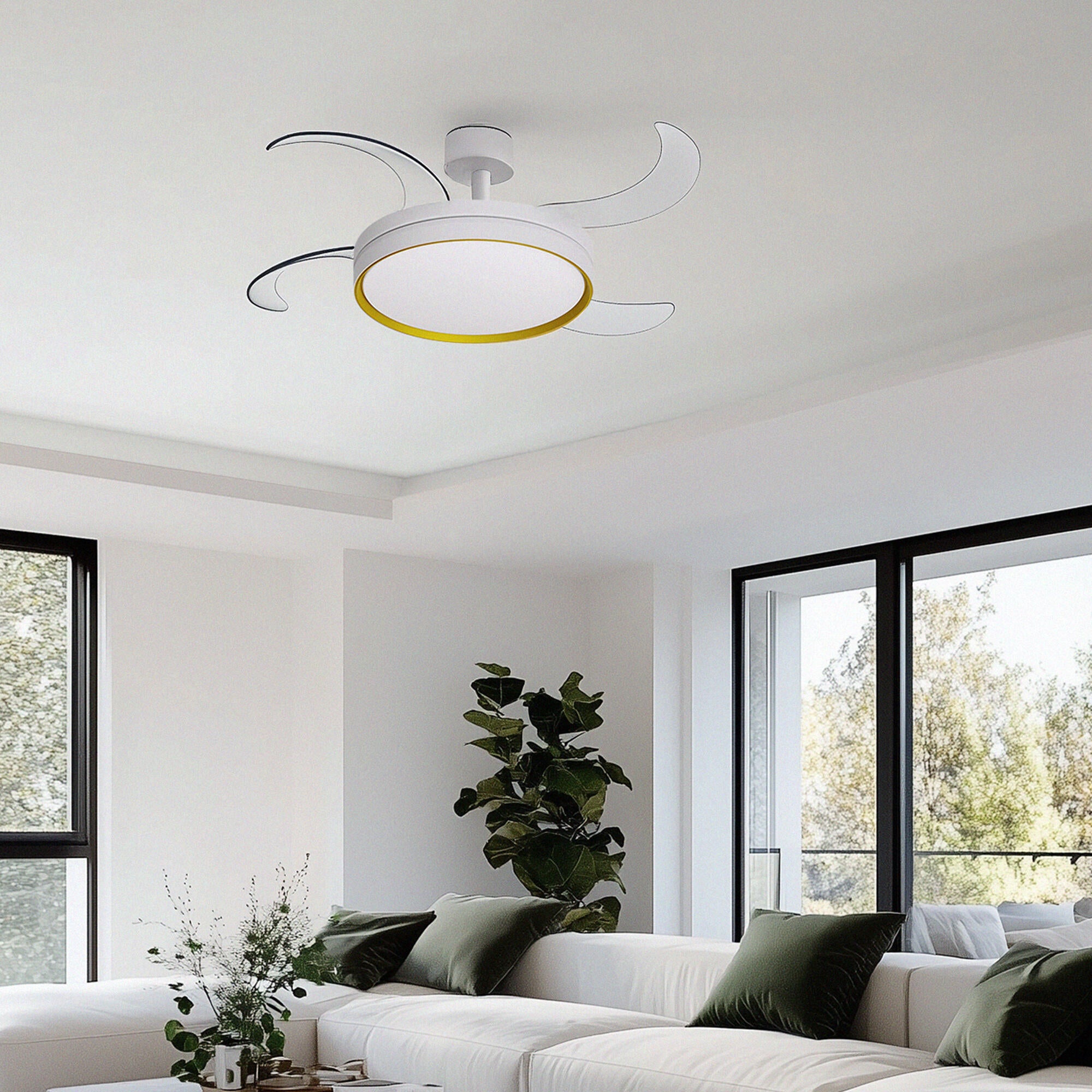 Ventilador de techo con luz silencioso DC Arte Confort Selas L blanco 122 cm - 4