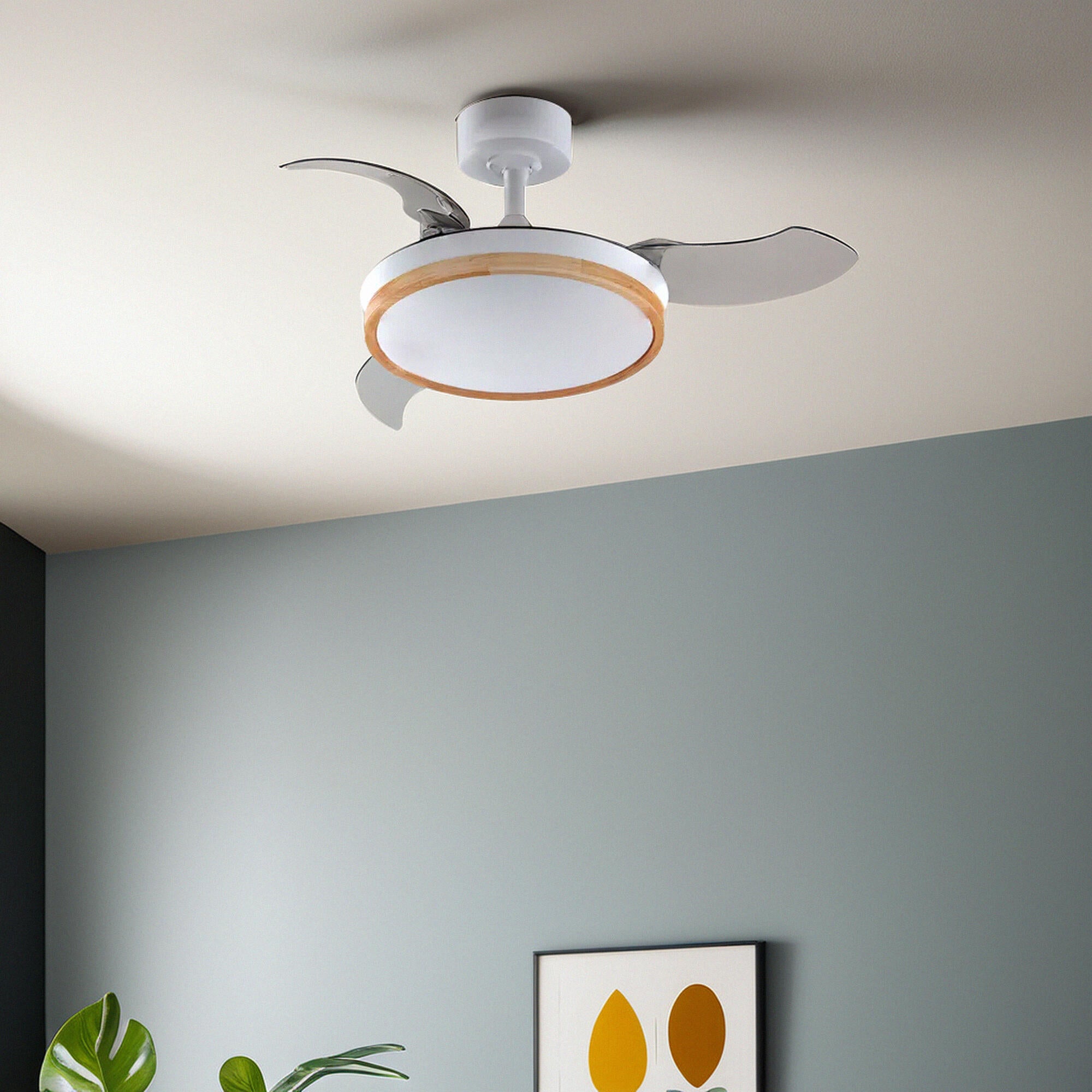 Ventilador de techo con luz silencioso DC 22W con mando ø91 cm Whira S ARTE CONFORT blanco luz CCT 3 aspas| 6 velocidades| modo verano/invierno| temporizador| brisa| recomendado para <13m² - 4