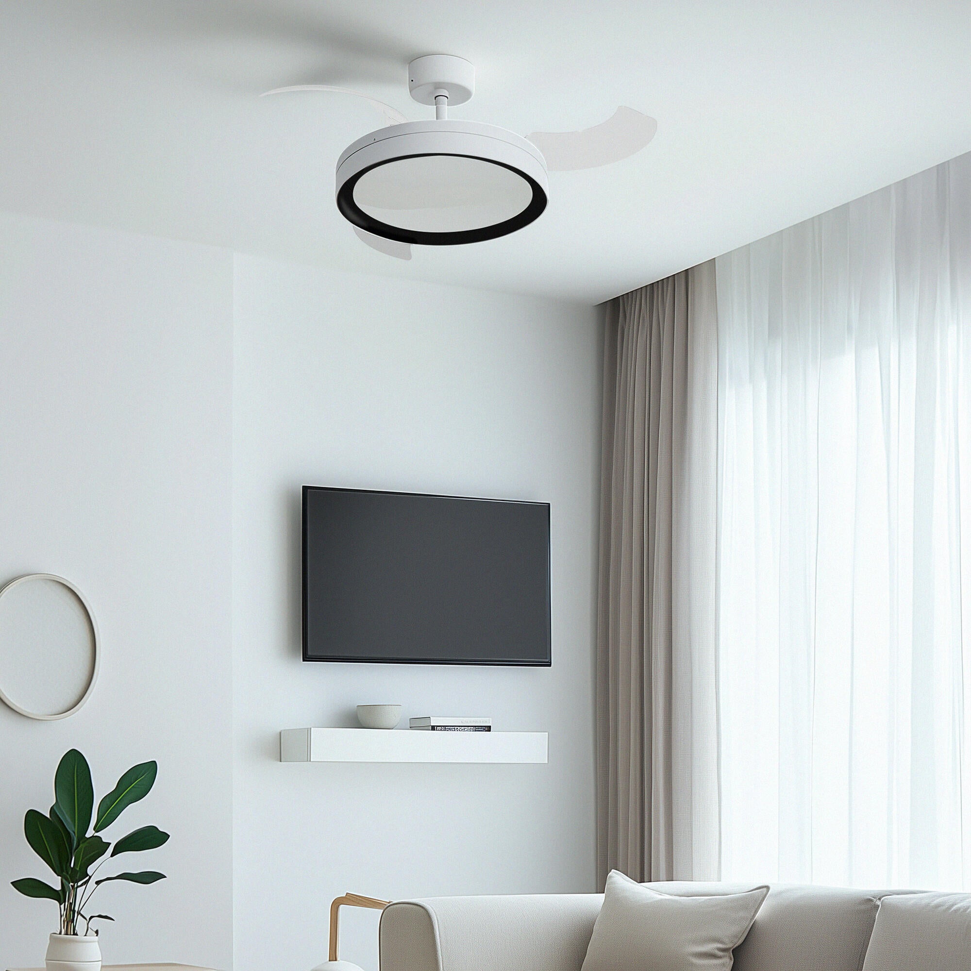 Ventilador de techo con luz silencioso DC Arte Confort Betel M blanco/negro 107 cm - 4