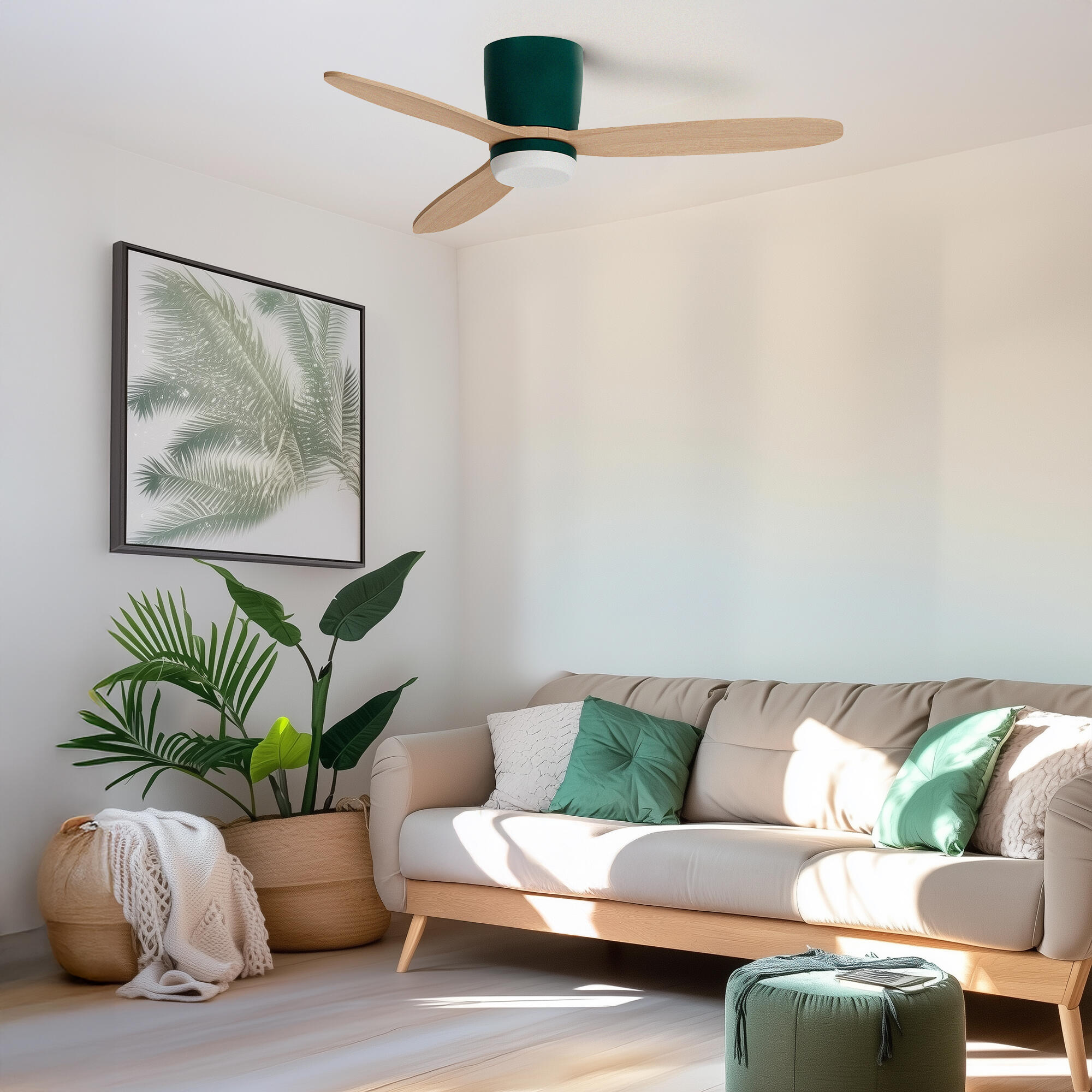 Ventilador de techo con luz silencioso DC Arte Confort Phoebe M Verde Fsc verde 122 cm - 4