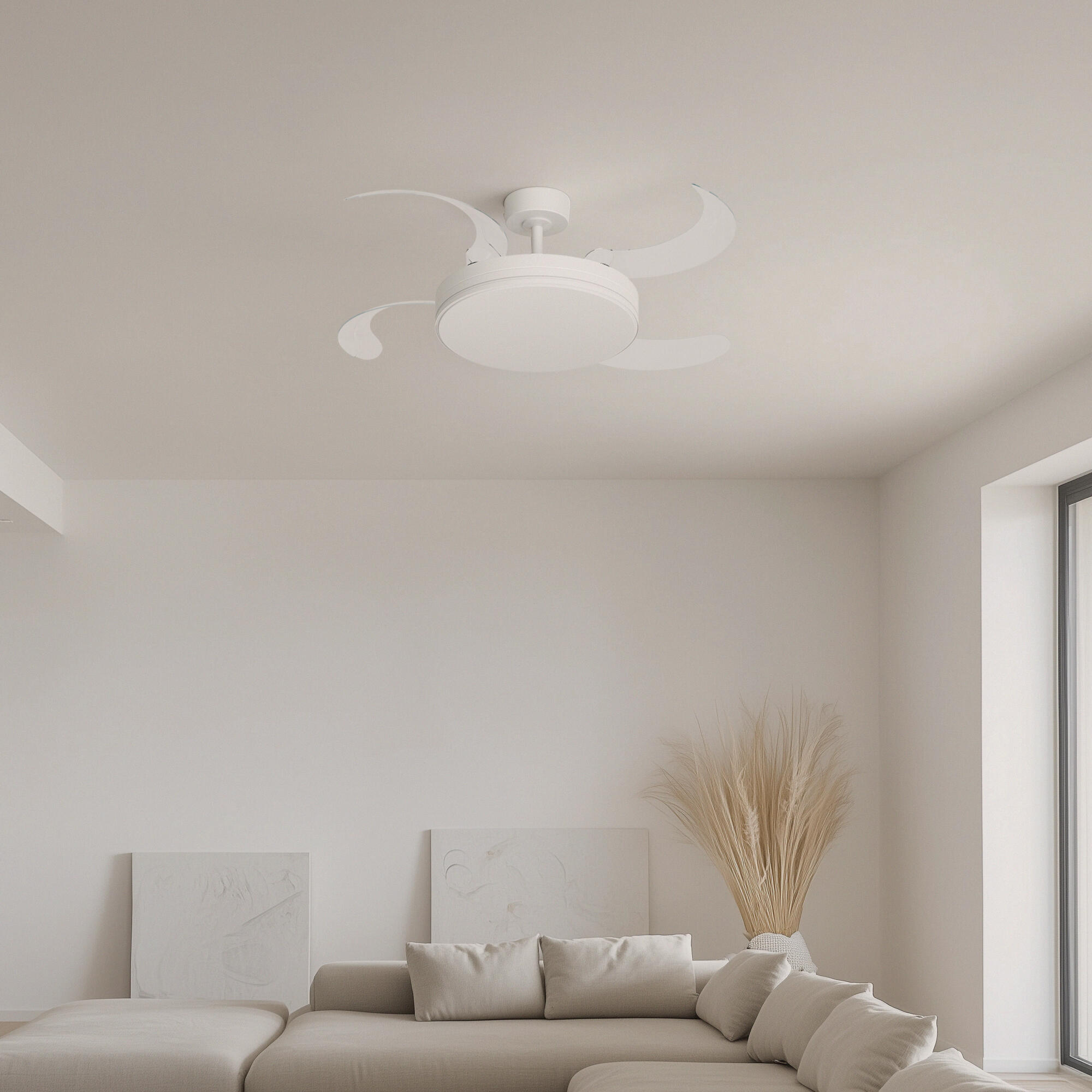Ventilador de techo con luz silencioso DC 30W con mando ø122 cm Mifa ARTE CONFORT blanco luz CCT 4 aspas retráctiles tipo lámpara| 6 velocidades| modo verano/invierno| brisa| temporizador| recomendado de 13 a 20m² - 5