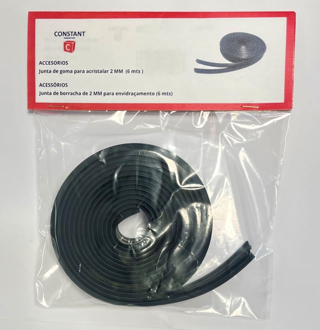 6M BURLETE O JUNTA DE GOMA PARA ACRISTALAR 2MM