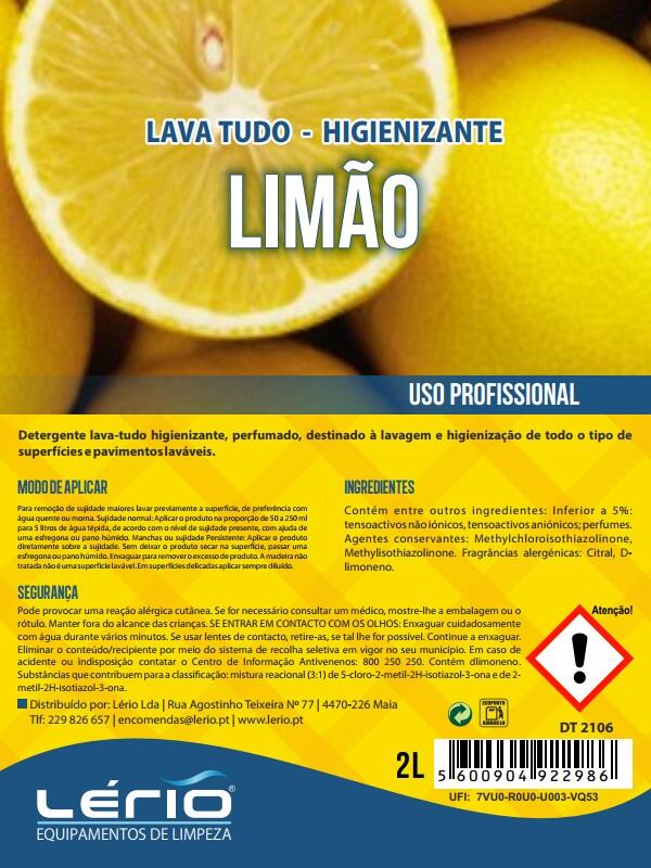 Detergente higienizante limão Lerio 2L - 2