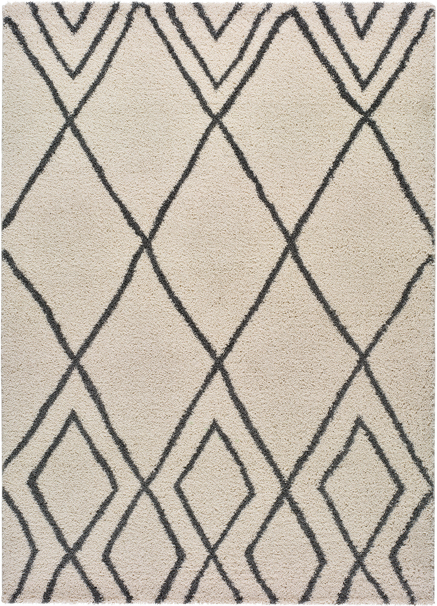 Alfombra polipropileno atlas 8637 133x190cm pelo largo geométrico blanco