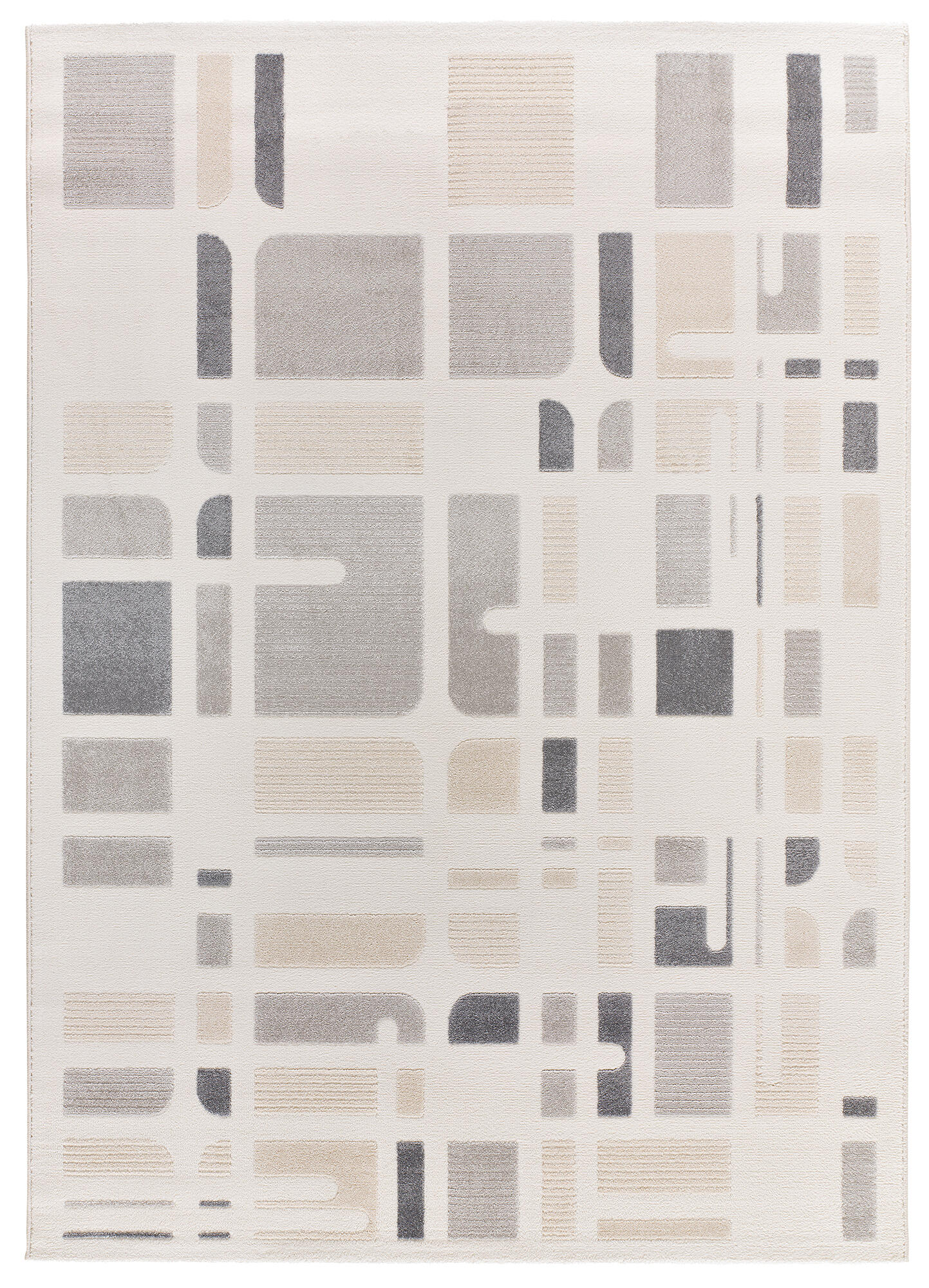 Alfombra poliéster pelo mediano universal xxi flora 12955 geométrico plata 160x230cm