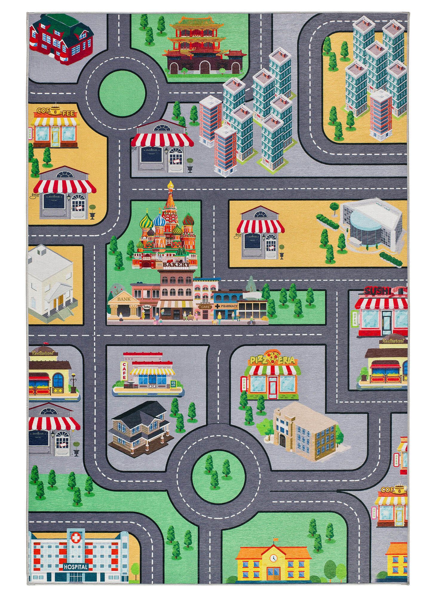 Alfombra poliéster candy 22005 120x170cm pelo corto base antideslizante animales multi lavable en lavadora