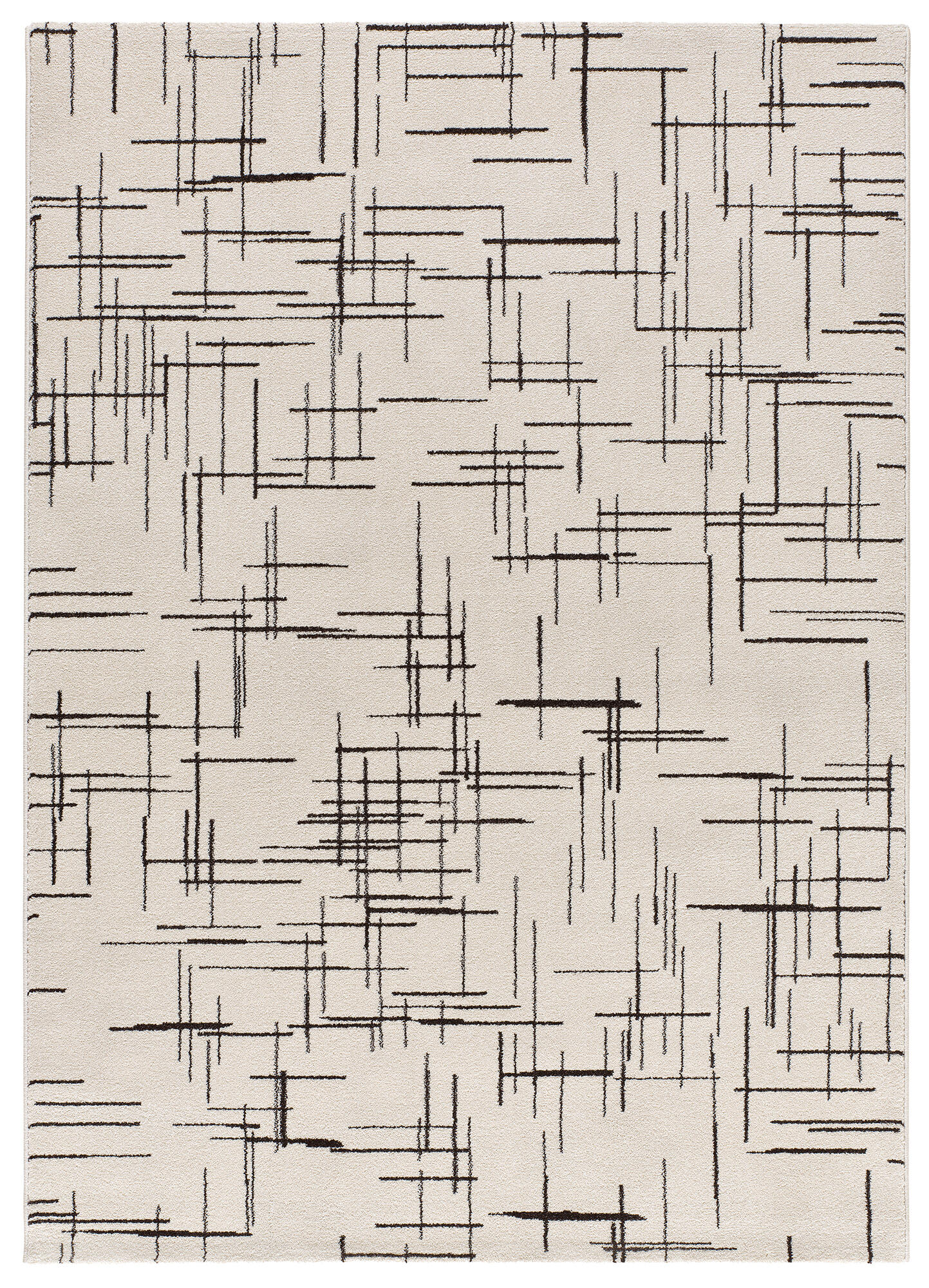 Alfombra pie de cama polipropileno retro 12890 80x150cm pelo mediano geométrico blanco
