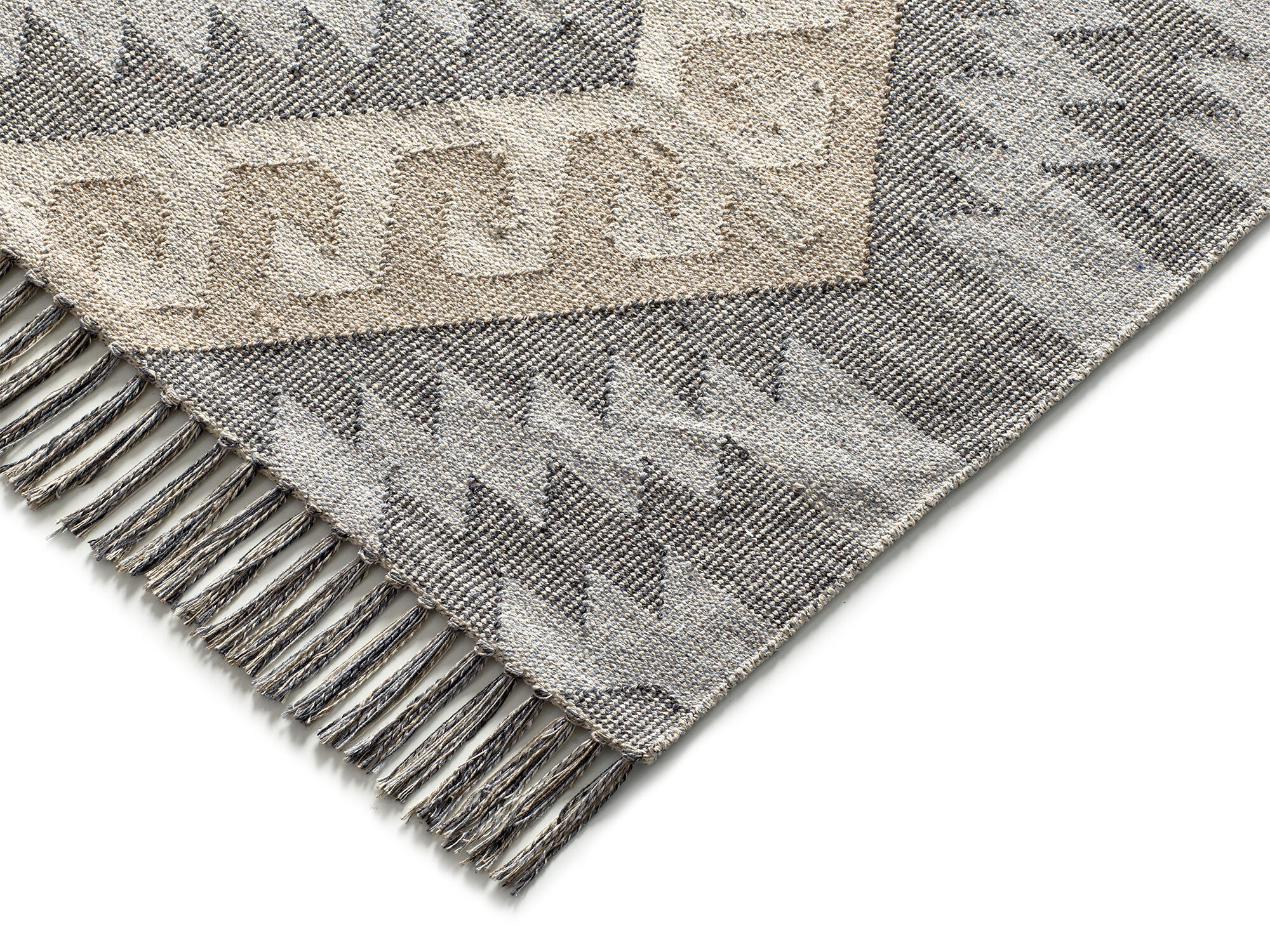 Alfombra algodón Chandia 1076 120x170cm pelo corto  kilim gris - 4