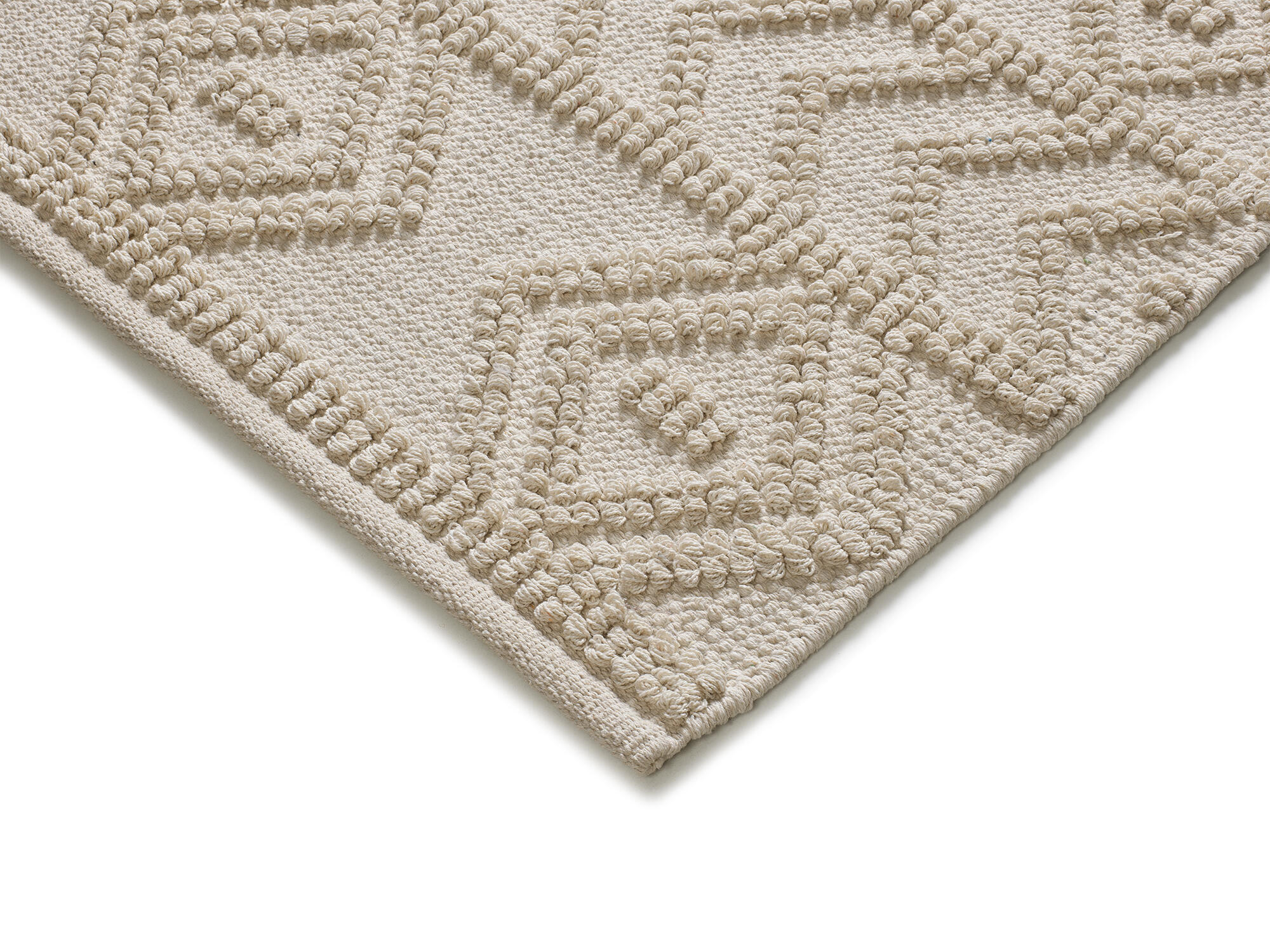 Alfombra algodón pelo corto UNIVERSAL XXI PAMUK 1111 geométrico crema lavable en lavadora 160x230cm - 4