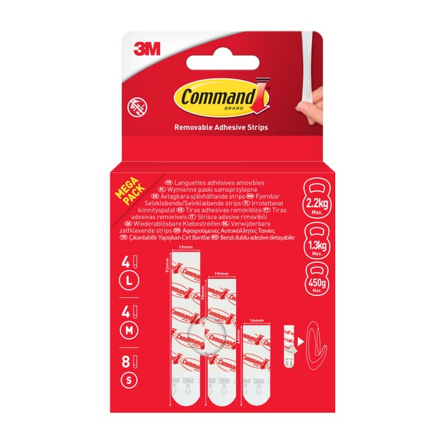 16 paires de languettes adhésives de fixation COMMAND