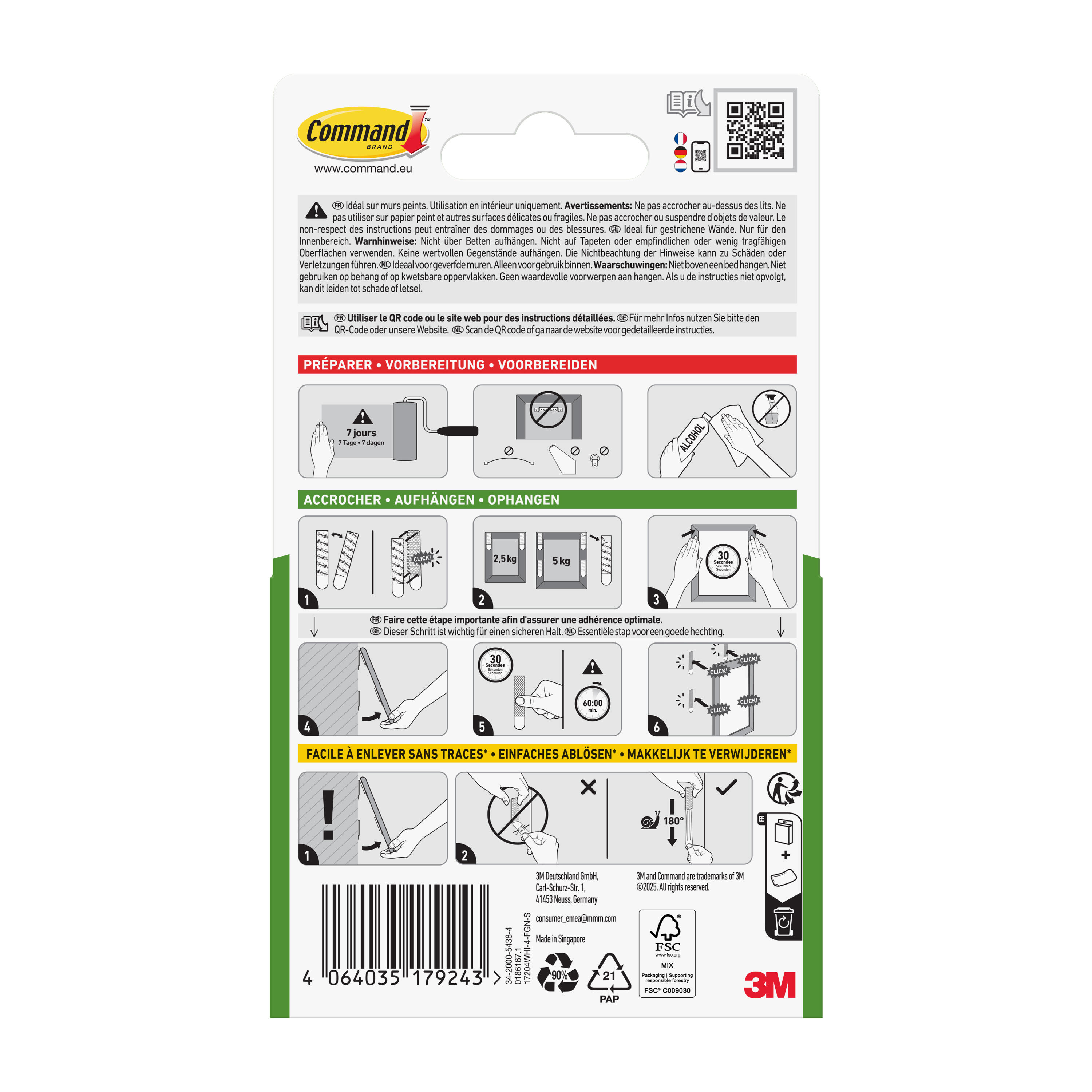 4 paires de languettes adhésives de fixation de tableaux 5kg max COMMAND - 3