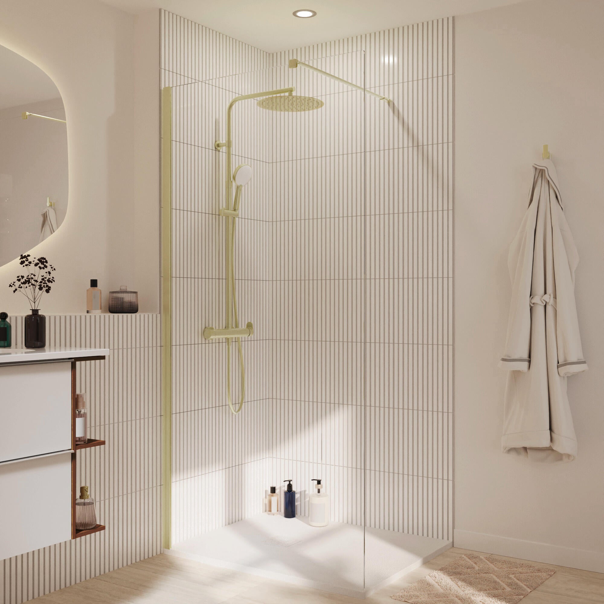 Kabina Walk-in Remix 100 x 200 cm złota Sensea - 2