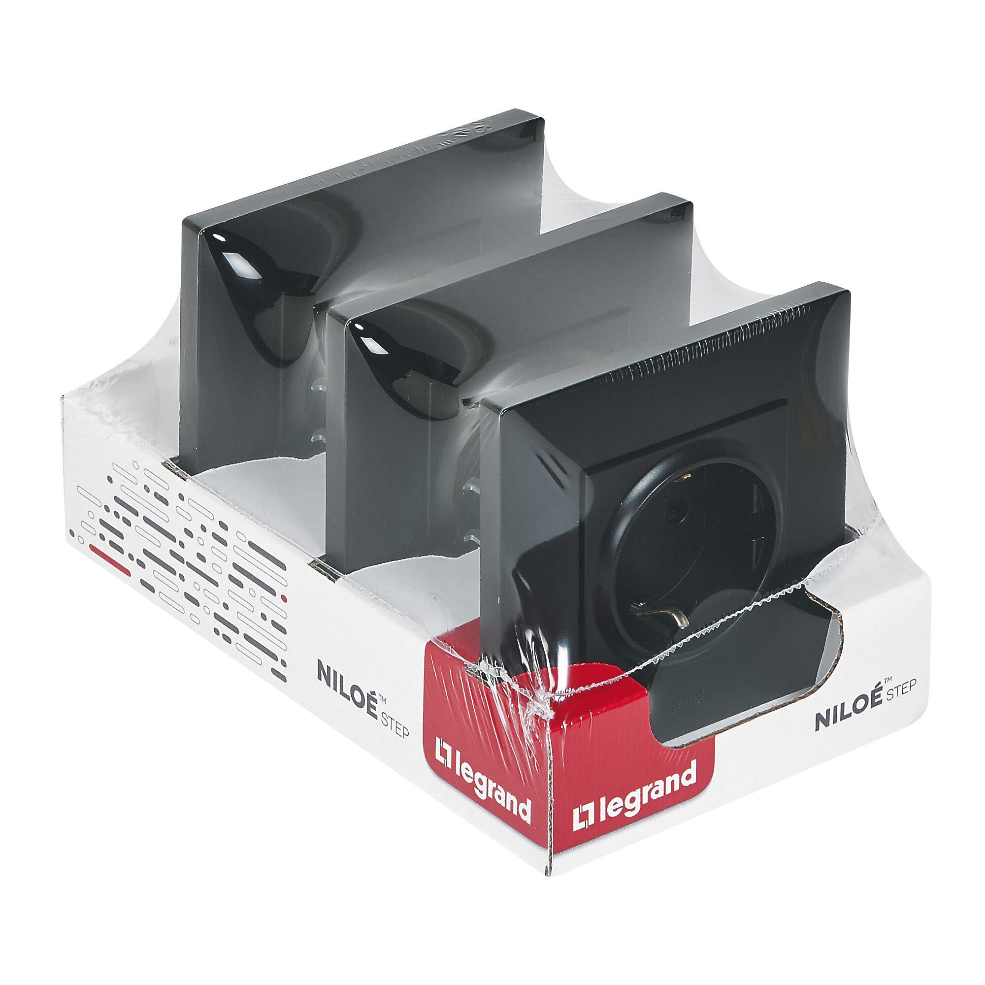 Pack de 3 enchufes legrand niloé step negro