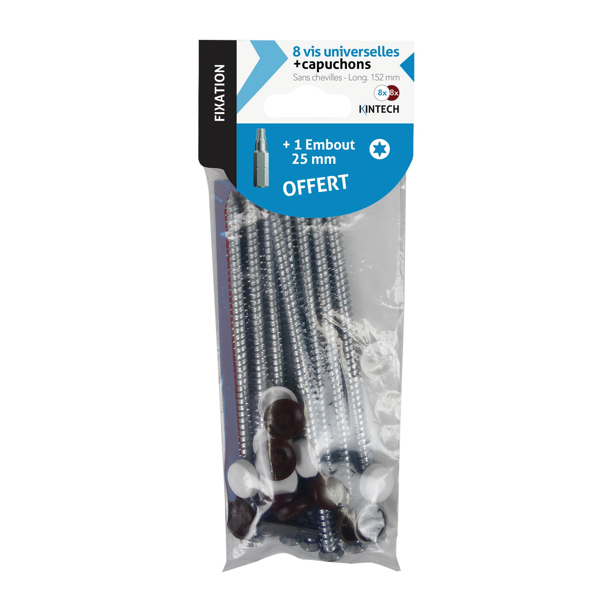 Lot de 8 vis de pose 7,5 x 152 mm + capuchons - 3