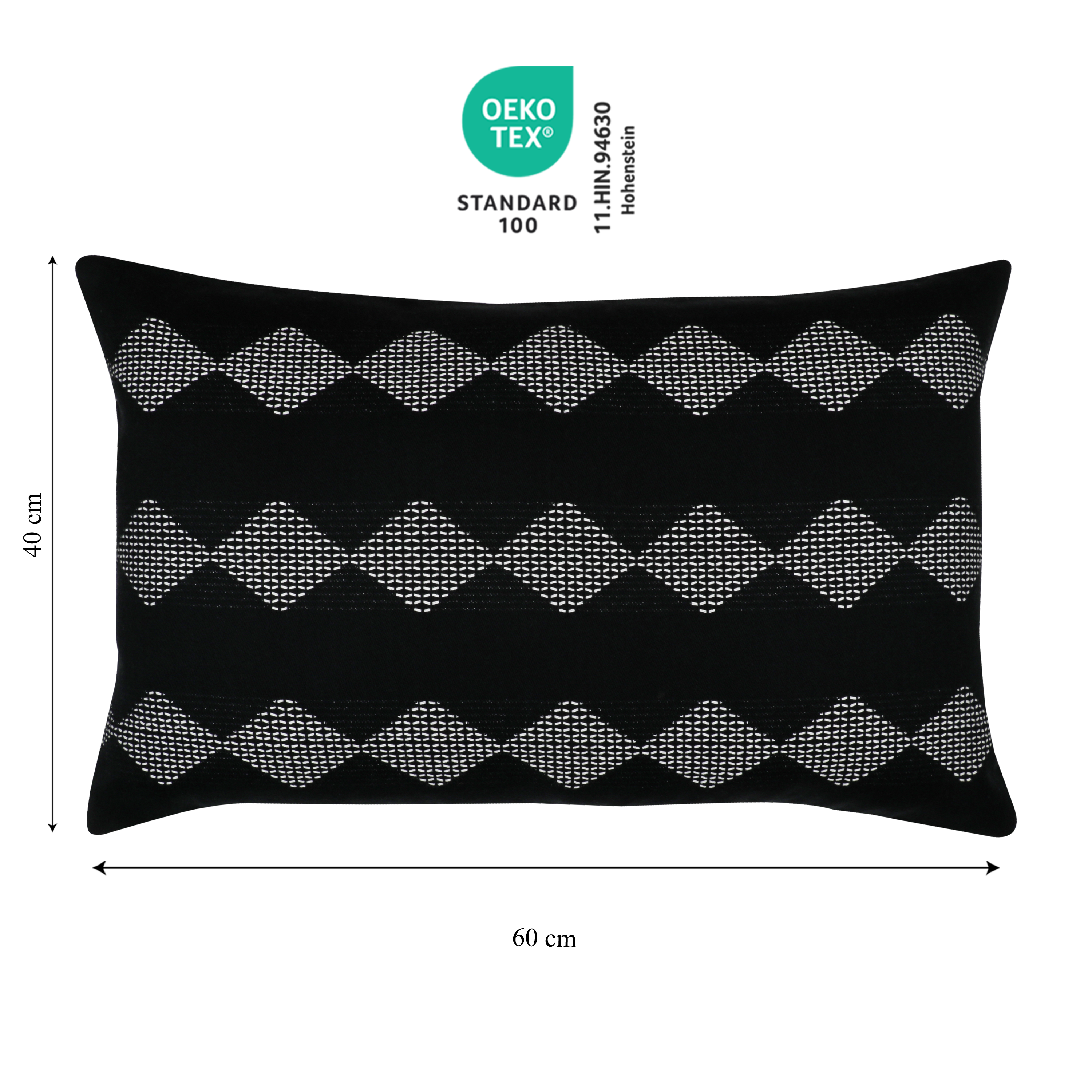 Funda de cojín rectangular Batera algodón liso negro con cremallera INSPIRE 40 x 60 cm - 2