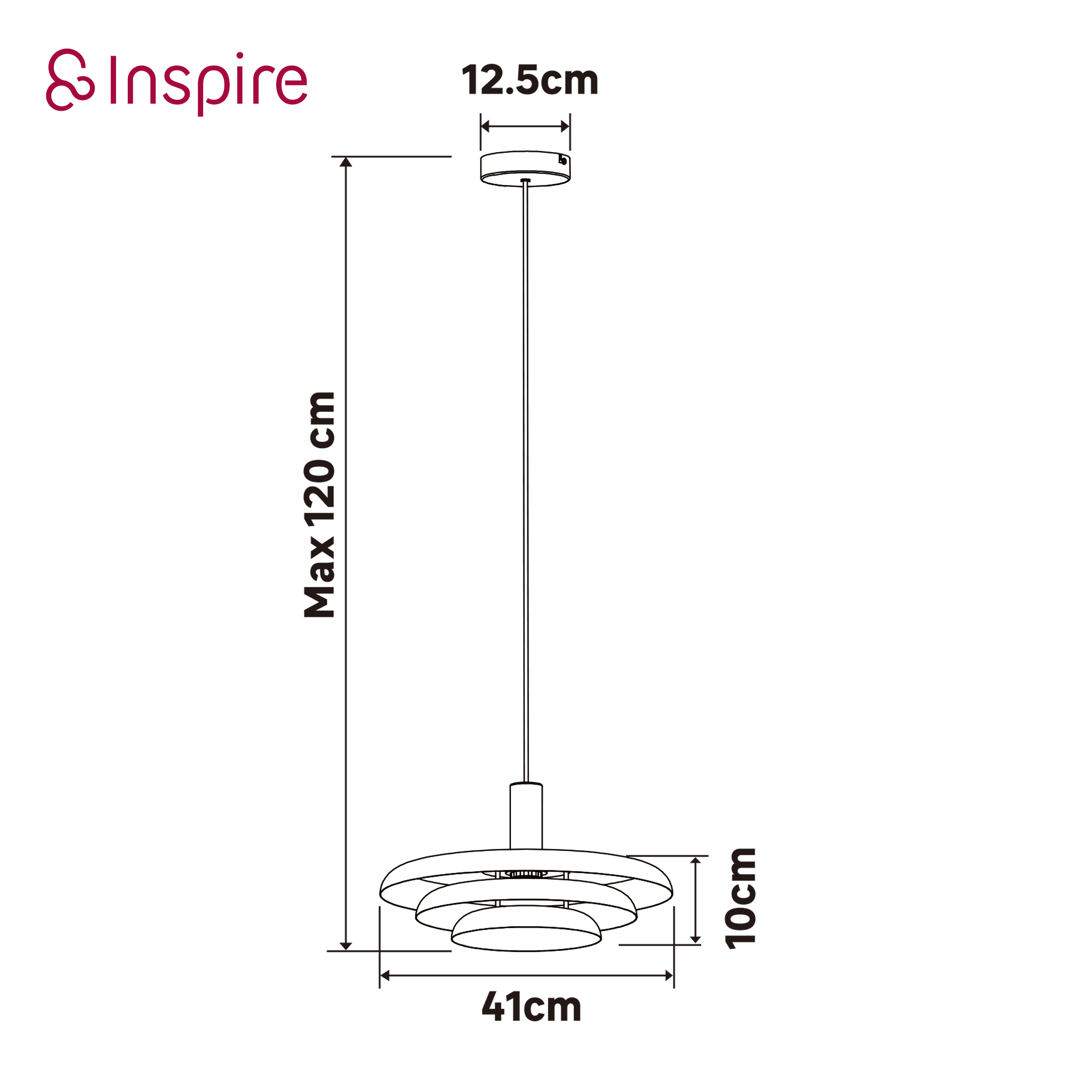 Suspension Prunella fer, chrome, Diam.41 cm INSPIRE, E27 - 9
