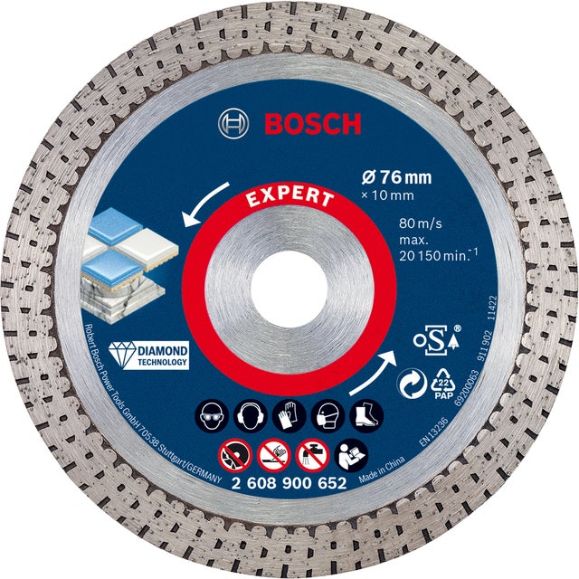 DISCO DE DIAMANTE AMOLADORA CORTE PORCELÁNICO BANDA CONTÍNUA 76MM BOSCH