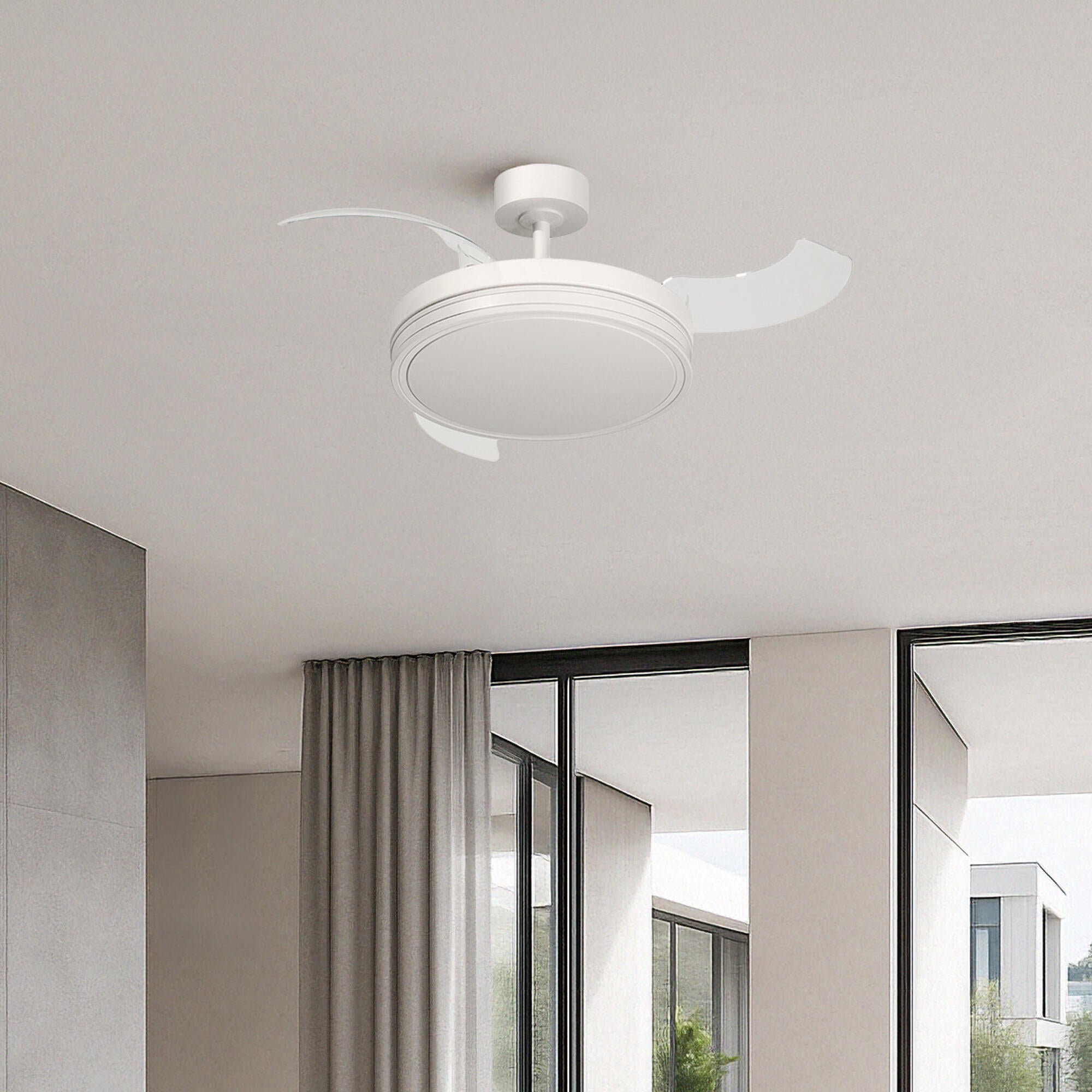 Ventilador de techo con luz silencioso DC 30W con mando ø107 cm Procy ARTE CONFORT blanco luz CCT 3 aspas retráctiles tipo lámpara| 6 velocidades| modo verano/invierno| brisa| temporizador| recomendado de 13 a 20m² - 5