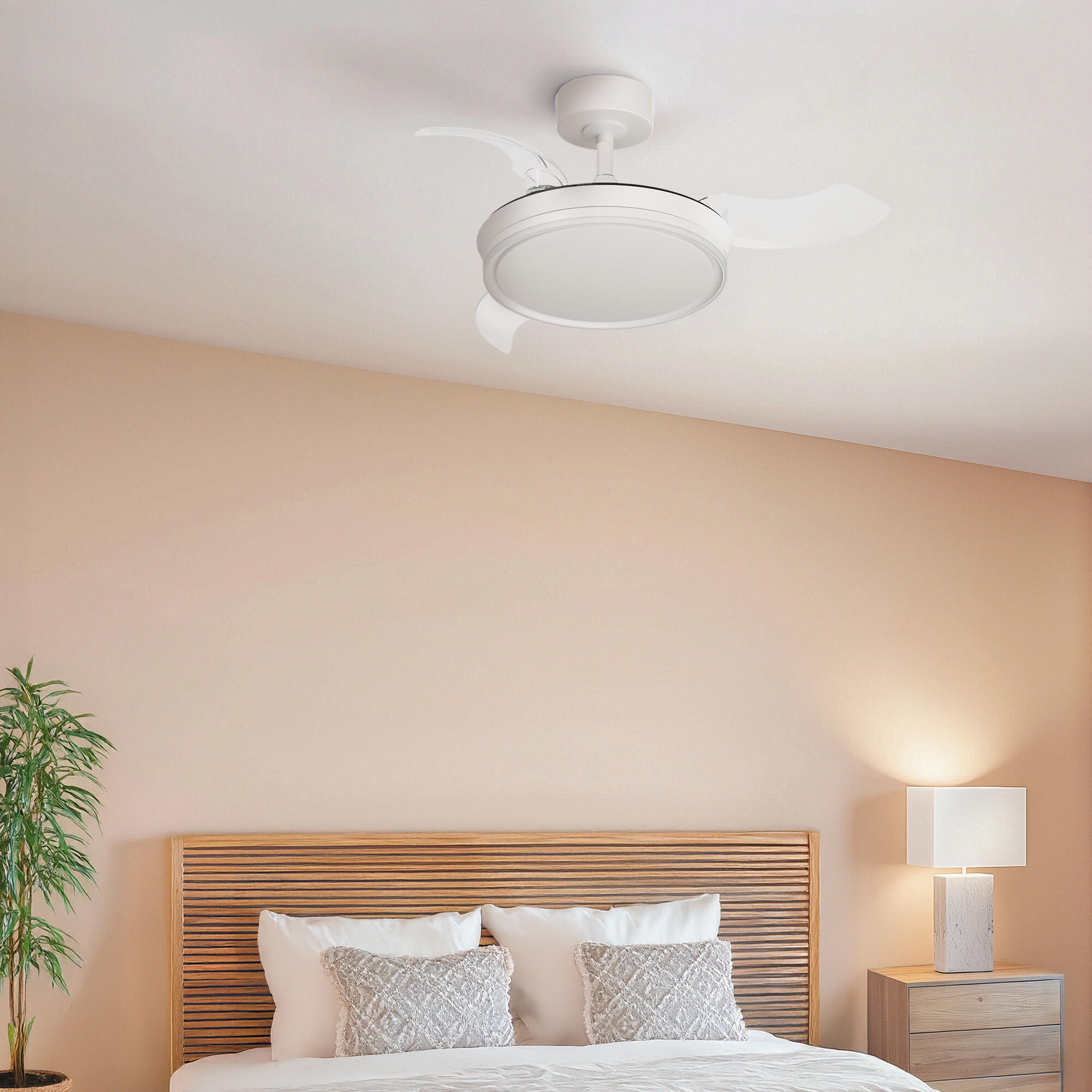 Ventilador de techo con luz silencioso DC 22W con mando ø91 cm Notus ARTE CONFORT blanco luz CCT 3 aspas retráctiles tipo lámpara| 6 velocidades| modo verano/invierno| temporizador| brisa| recomendado para <13m² - 5