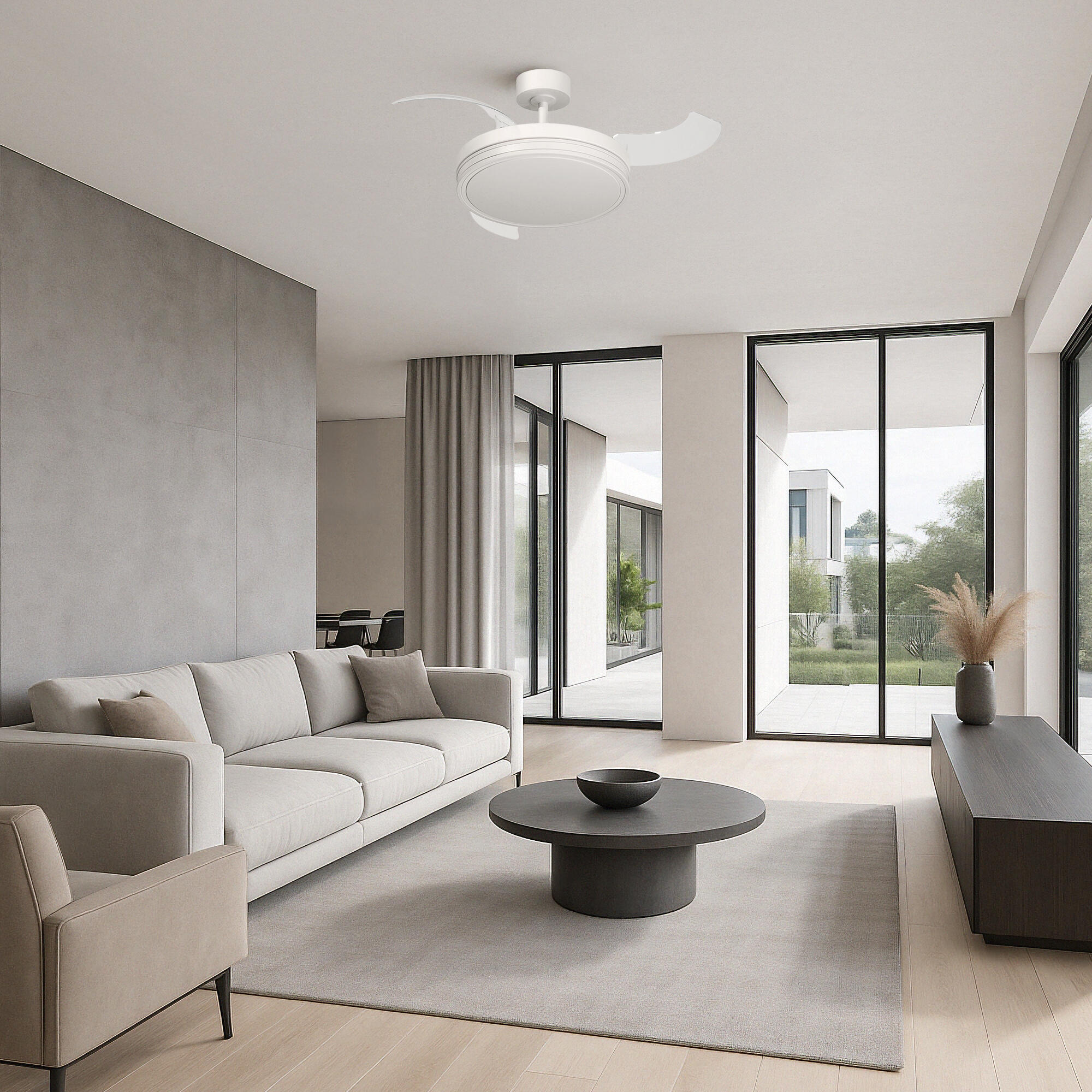 Ventilador de techo con luz silencioso DC 30W con mando ø107 cm Procy ARTE CONFORT blanco luz CCT 3 aspas retráctiles tipo lámpara| 6 velocidades| modo verano/invierno| brisa| temporizador| recomendado de 13 a 20m² - 4