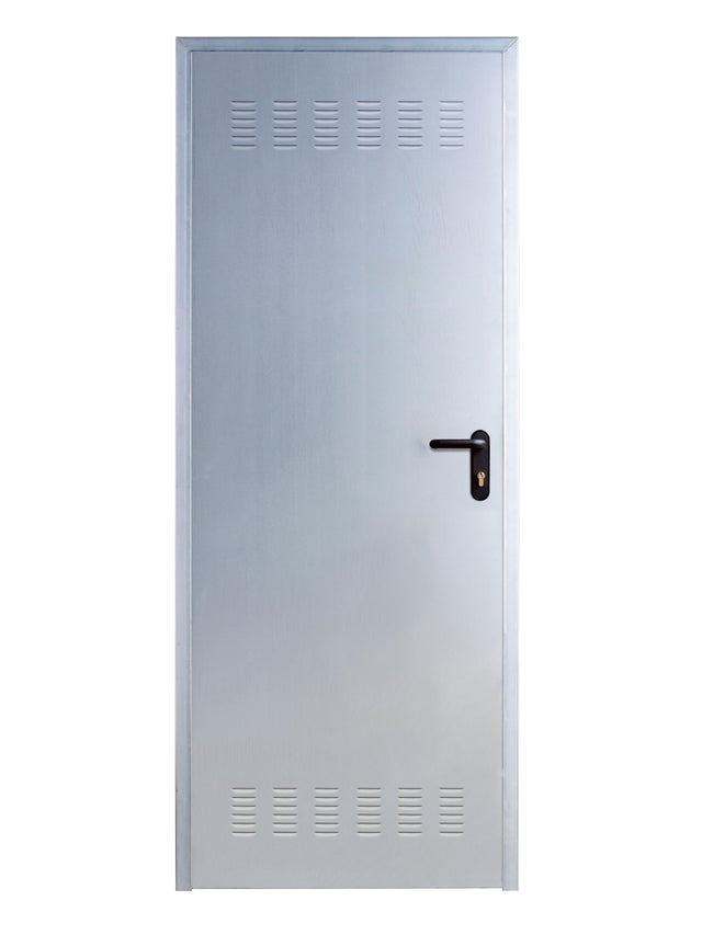 Porta de serviço galvanizada com grelha 80x210 cm esquerda lisa