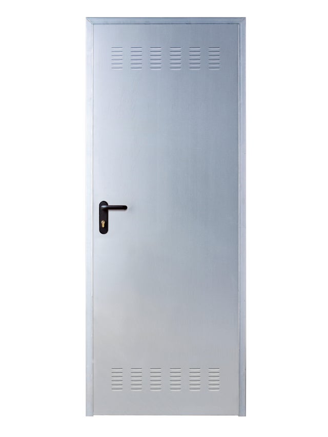 Porta de serviço galvanizada com grelha 80x210 cm direita