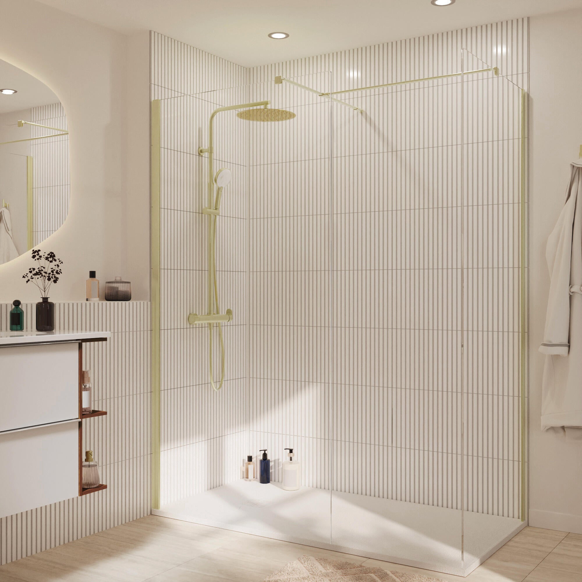 Kabina Walk-in Remix 100 x 200 cm złota Sensea - 3