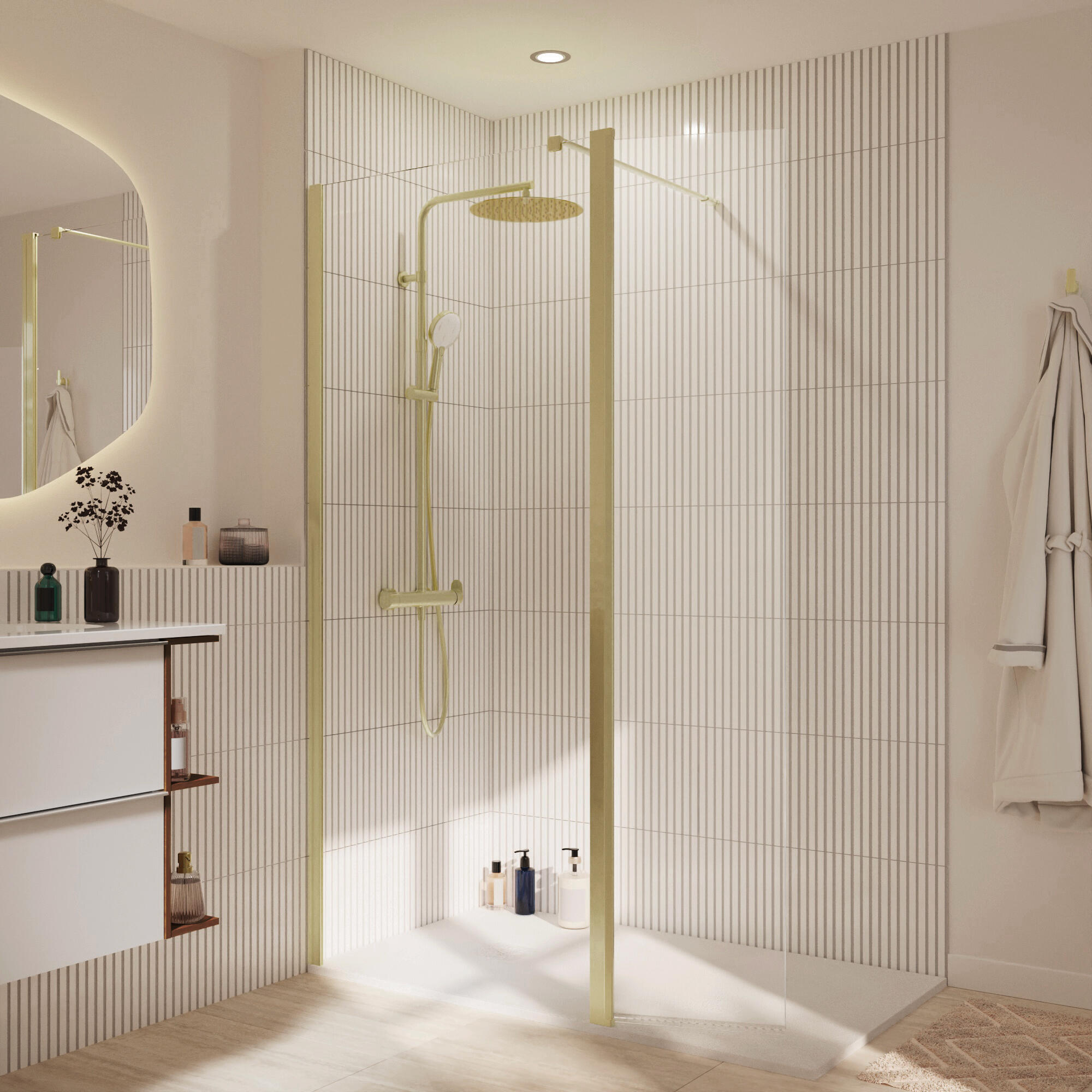 Kabina Walk-in Remix 100 x 200 cm złota Sensea - 4